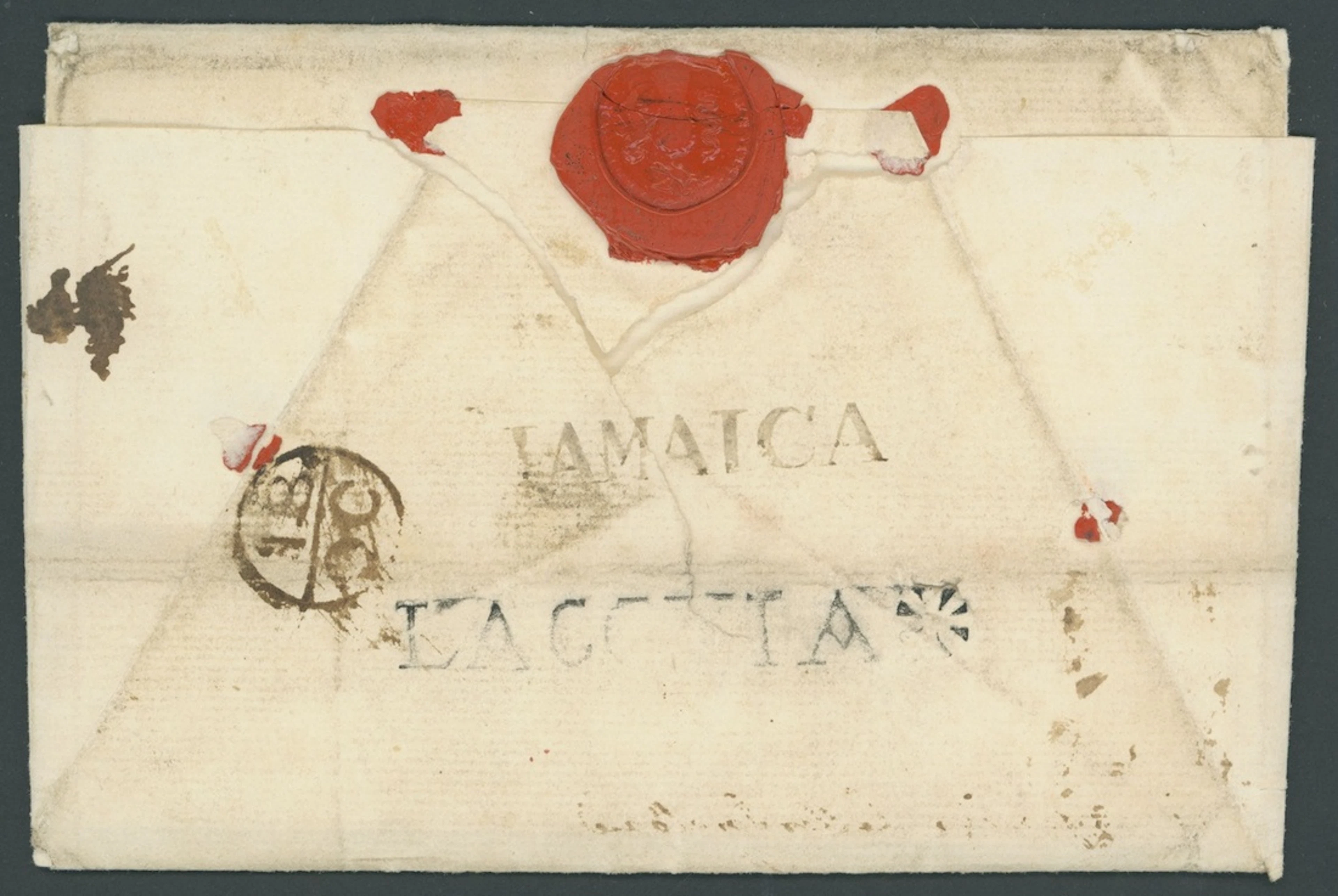 Jamaica The Post Town Straight-Line Handstamps 1769 (27 Oct.) entire
