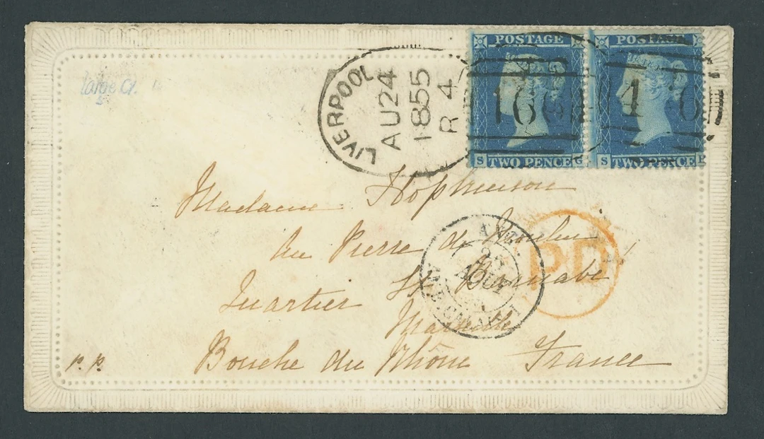 Great Britain 1854-57 Watermark Large Crown, Perf. 16 2d. blue, Plate