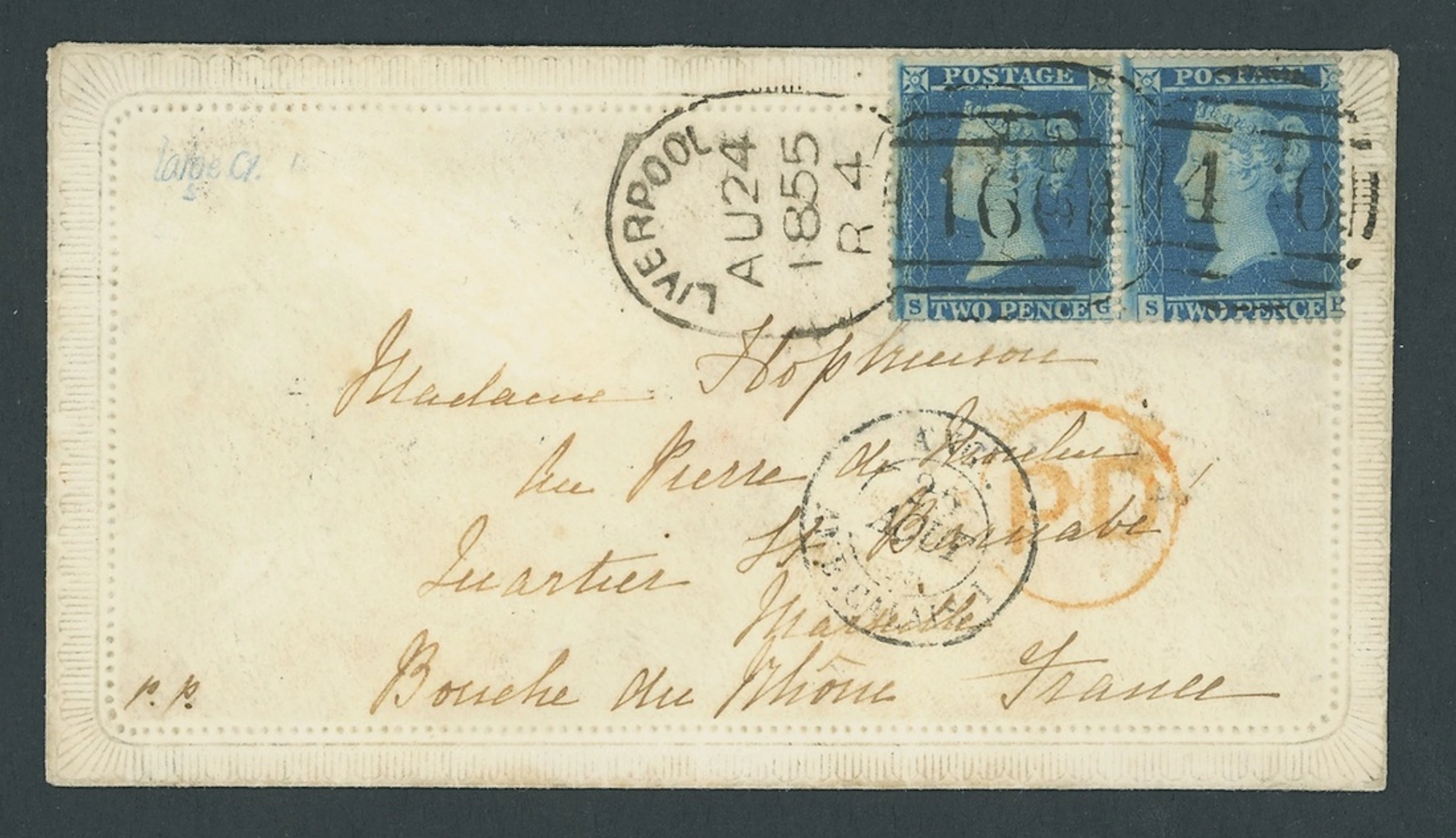 Great Britain 1854-57 Watermark Large Crown, Perf. 16 2d. blue, Plate