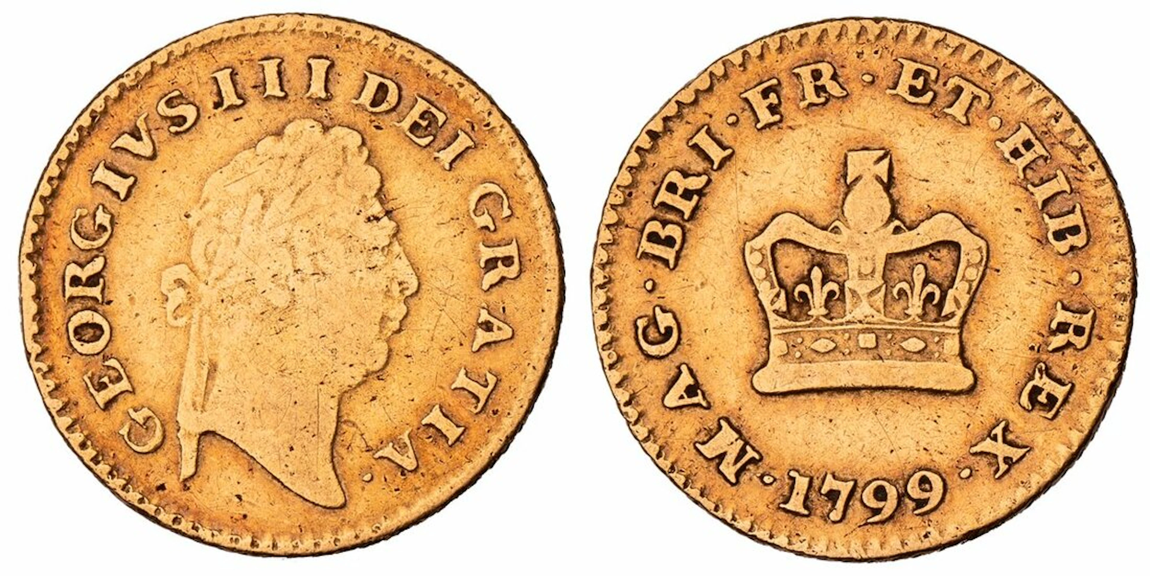 George III (1760-1820), Third-Guinea, 1799, first laureate head right