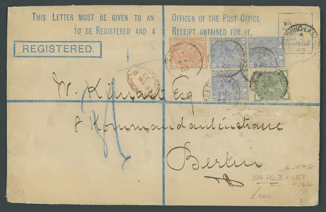 Great Britain 1880-83 2½d. blue, Plate 22 (3), 1/- orange-brown, Plate