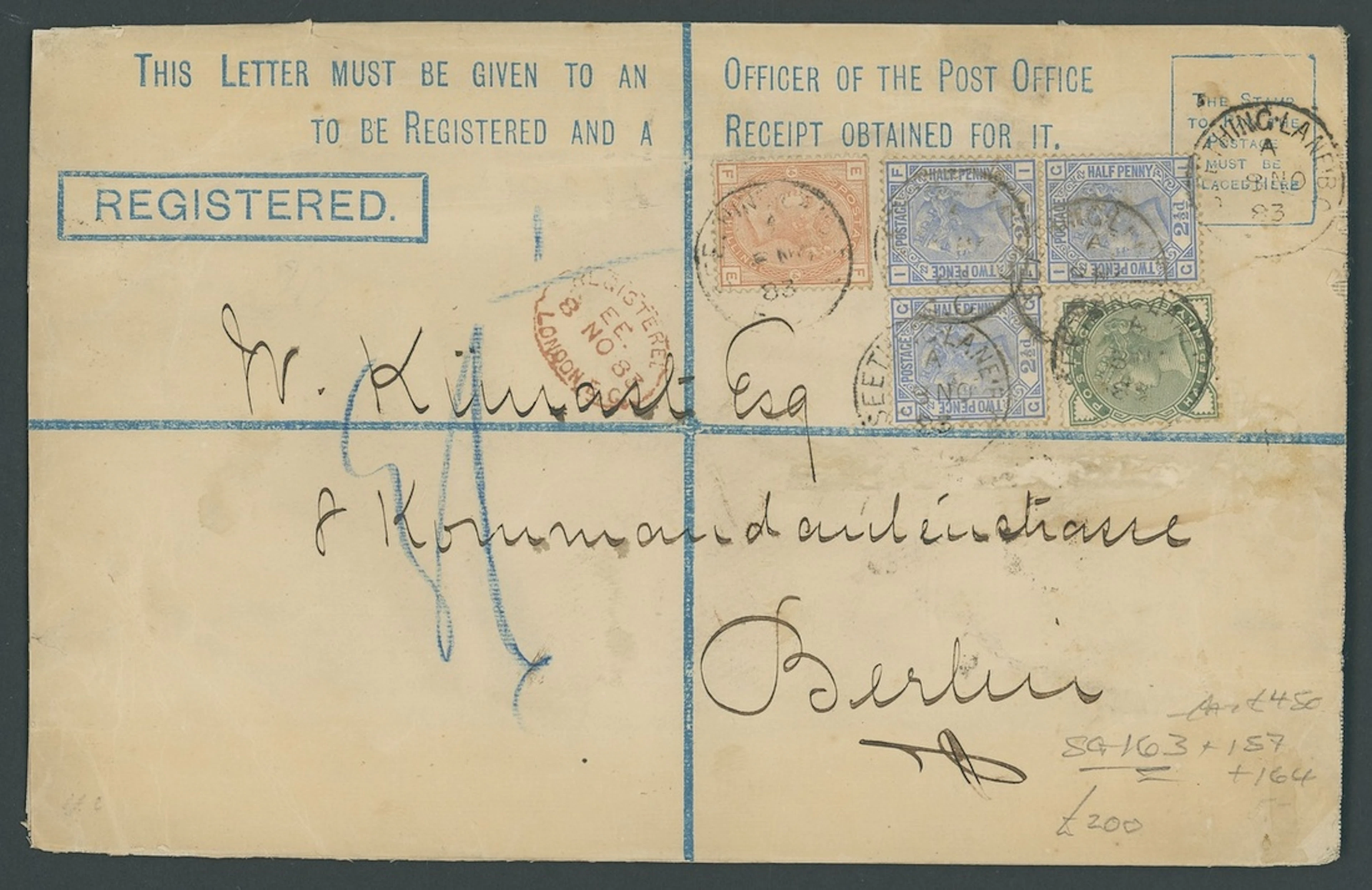 Great Britain 1880-83 2½d. blue, Plate 22 (3), 1/- orange-brown, Plate