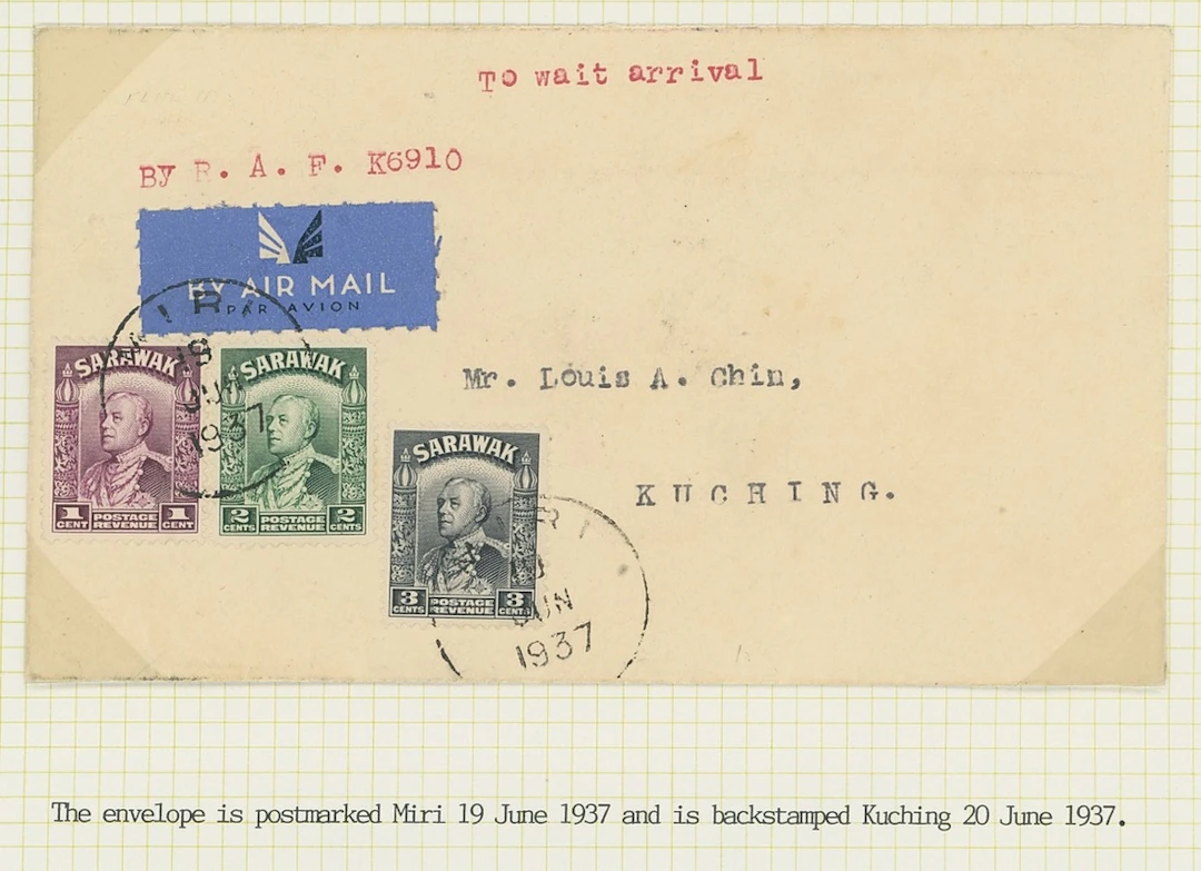 Sarawak Airmails The R.A.F. Survey Flights 1937 (19 June) envelope