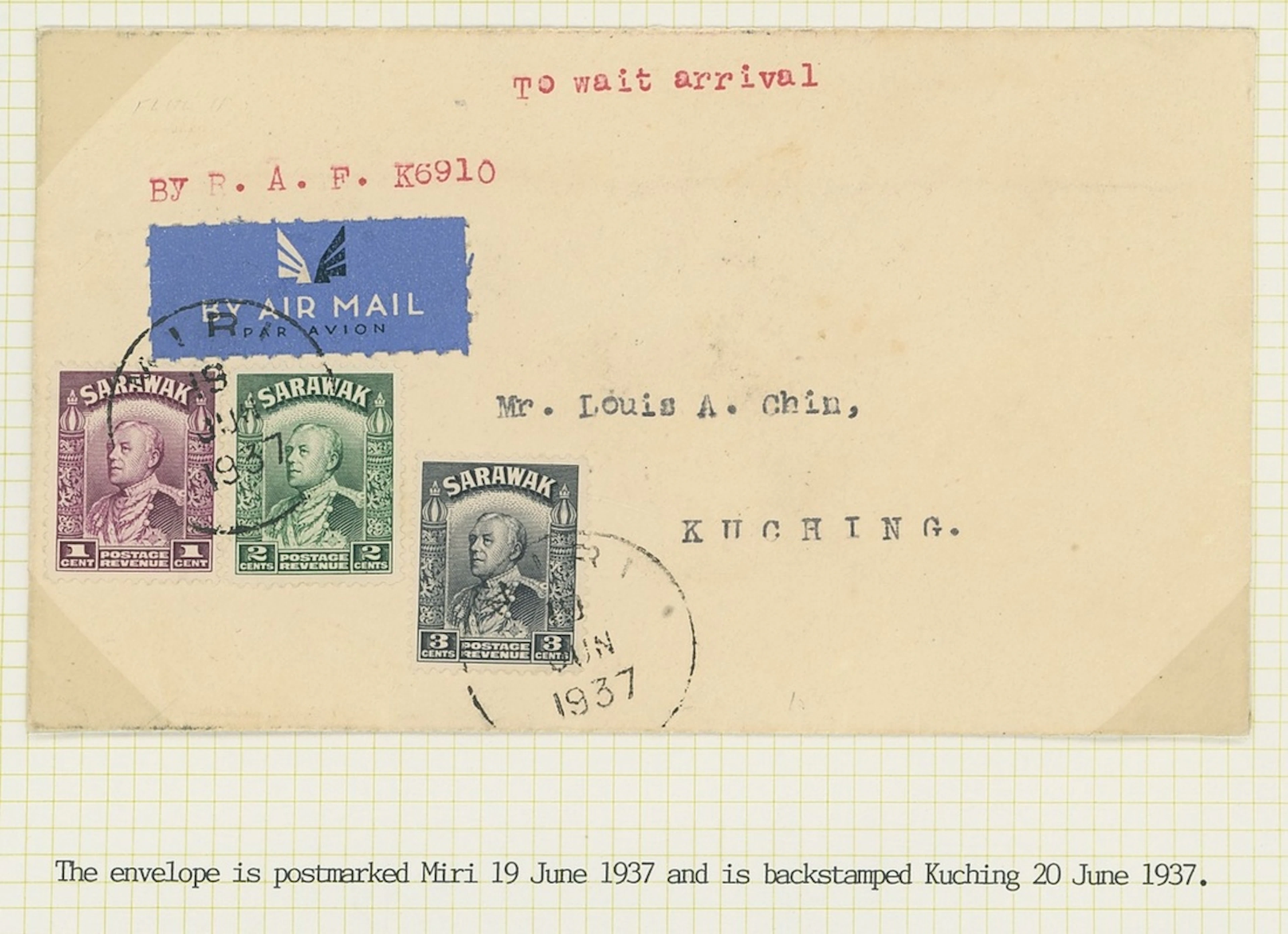 Sarawak Airmails The R.A.F. Survey Flights 1937 (19 June) envelope