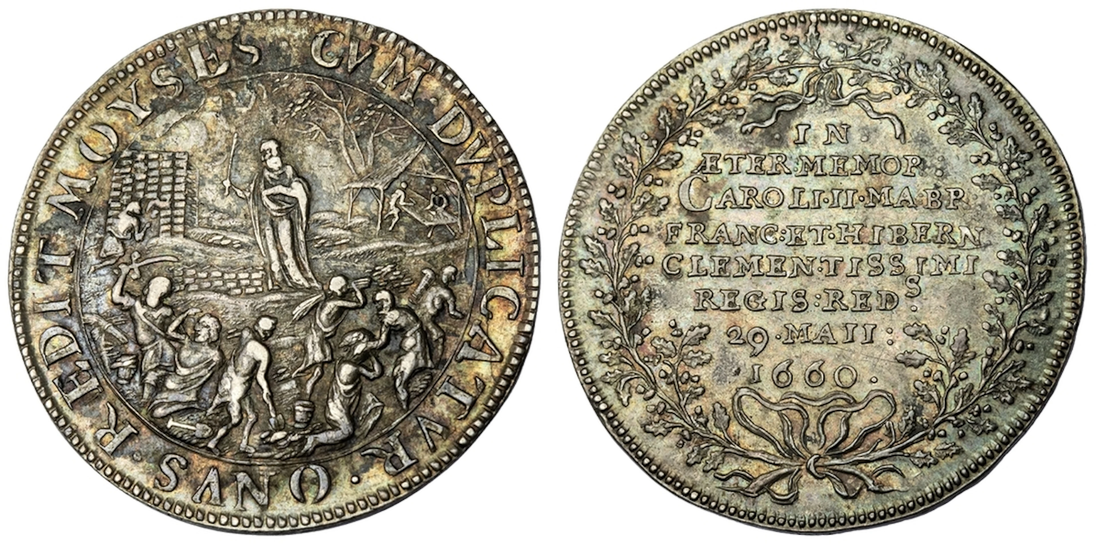 Restoration of Charles II, AR Medal, 1660, by Thomas Rawlins, CVM