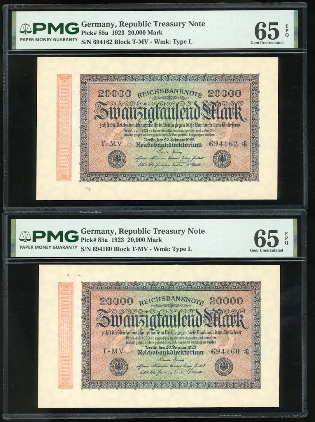 Germany, Reichsbanknote, Republic Treasury Note, 20000 mark (2), 1923