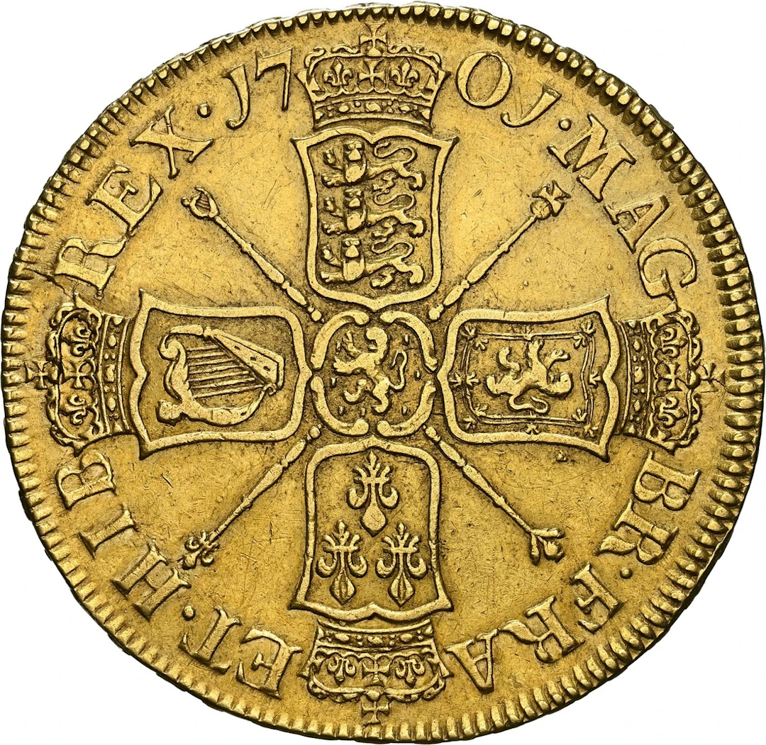 NGC AU | William III, Solus (1694-1702), 'Fine Work' Five-Guineas