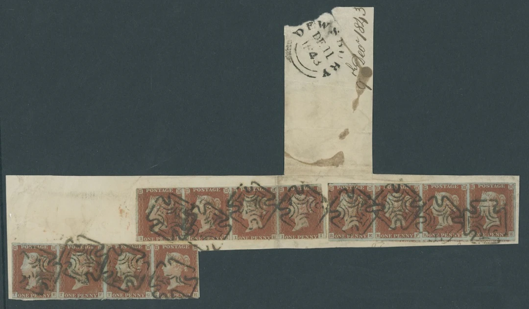 Great Britain 1841-53 One Penny Red-Brown Plate 38: IF-II, RE-RH and