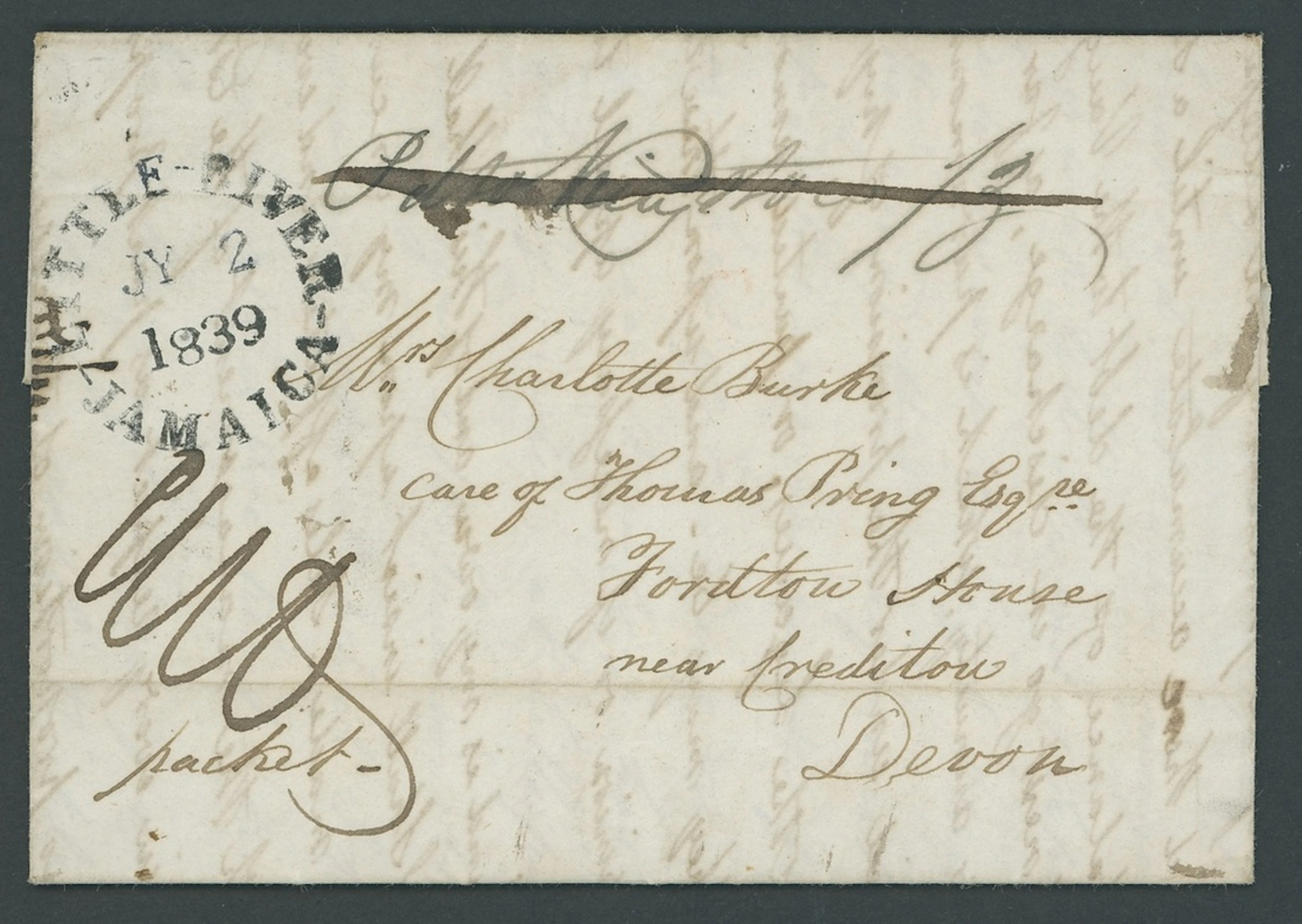 Jamaica Early Post Town Datestamps Type D1 with Jamaica at foot 1839