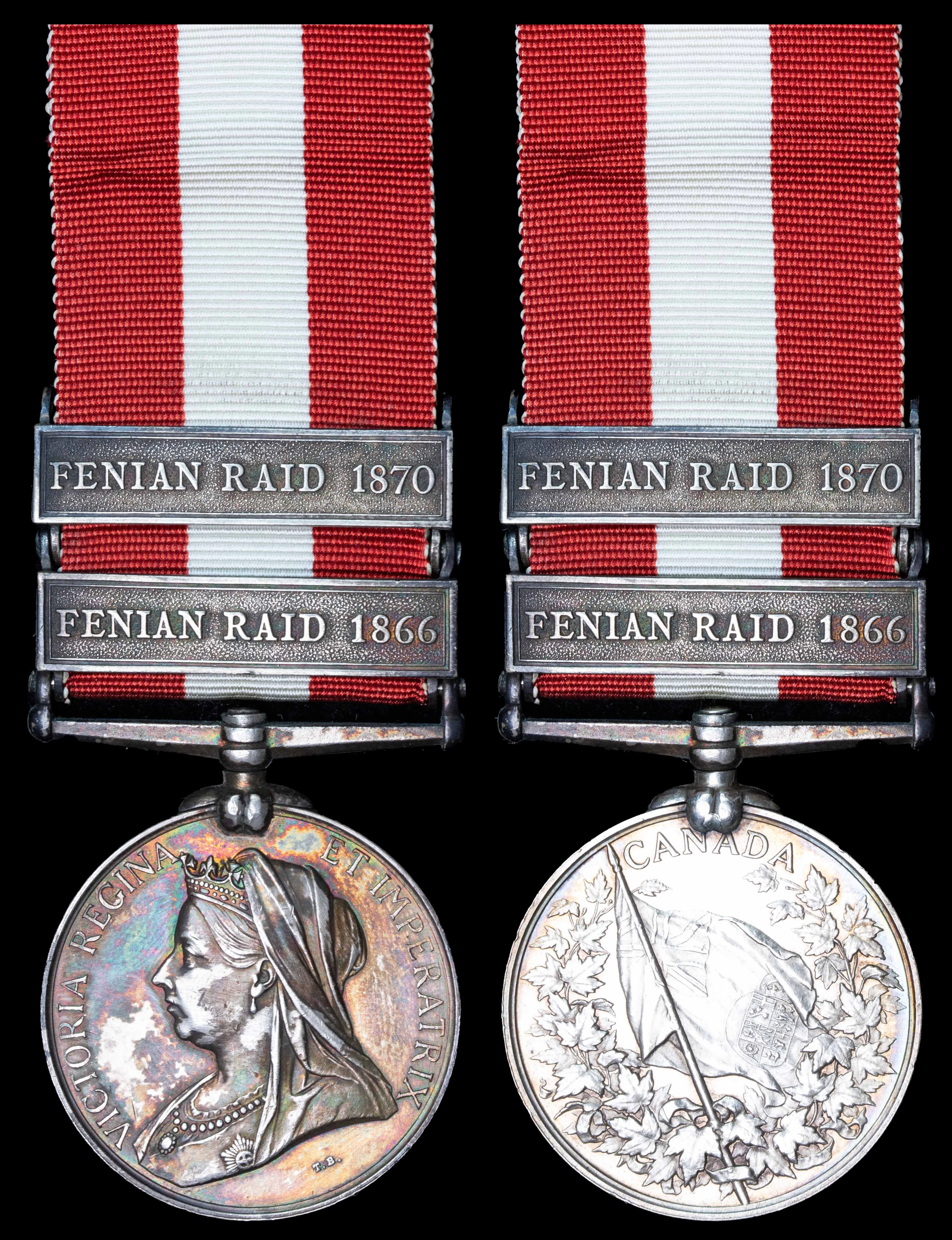 Canada General Service 1866-70, 2 clasps, Fenian Raid 1866, Fenian