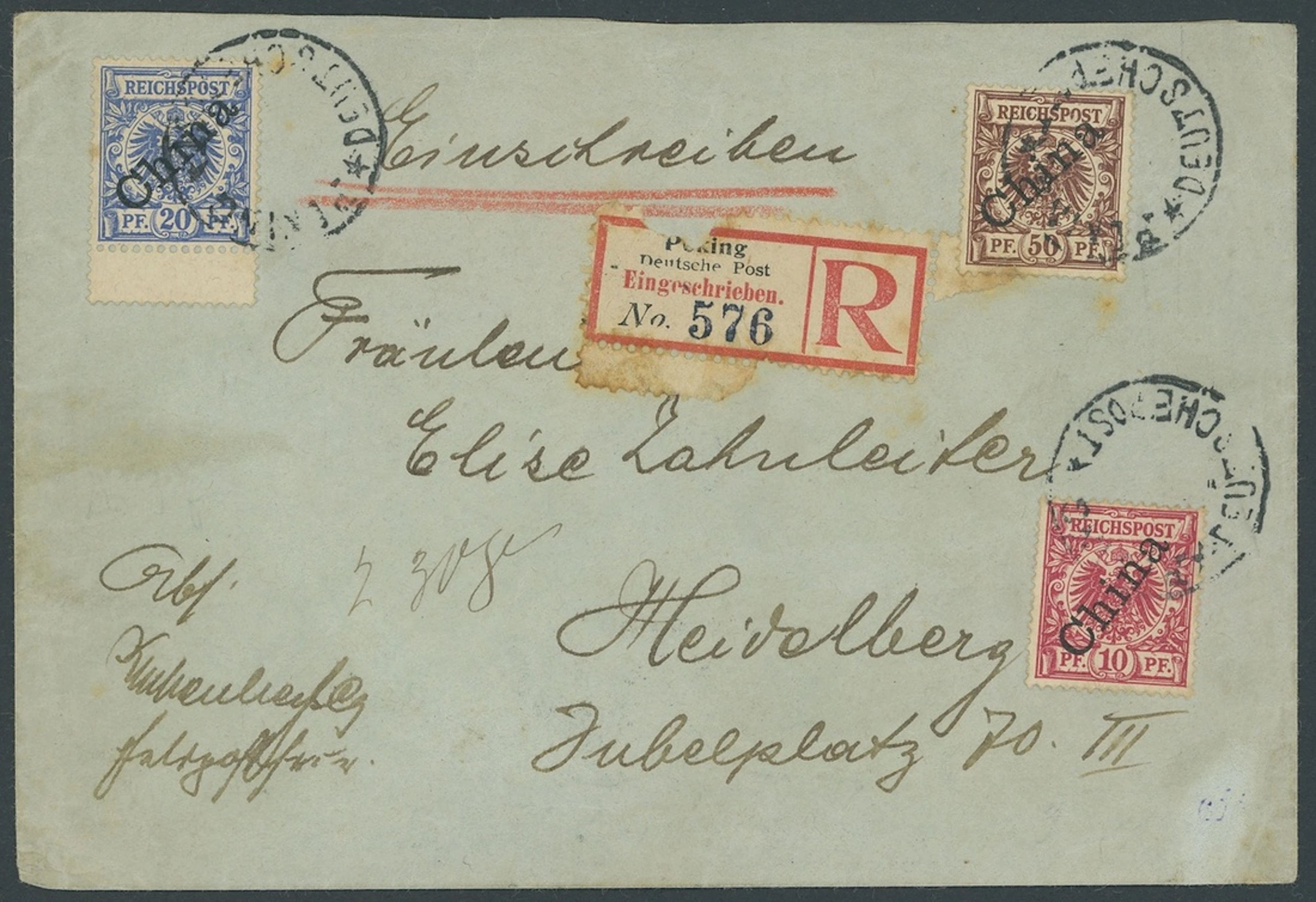 Foreign Post Offices German Post Office Peking 1900 (Nov.) blue envelope