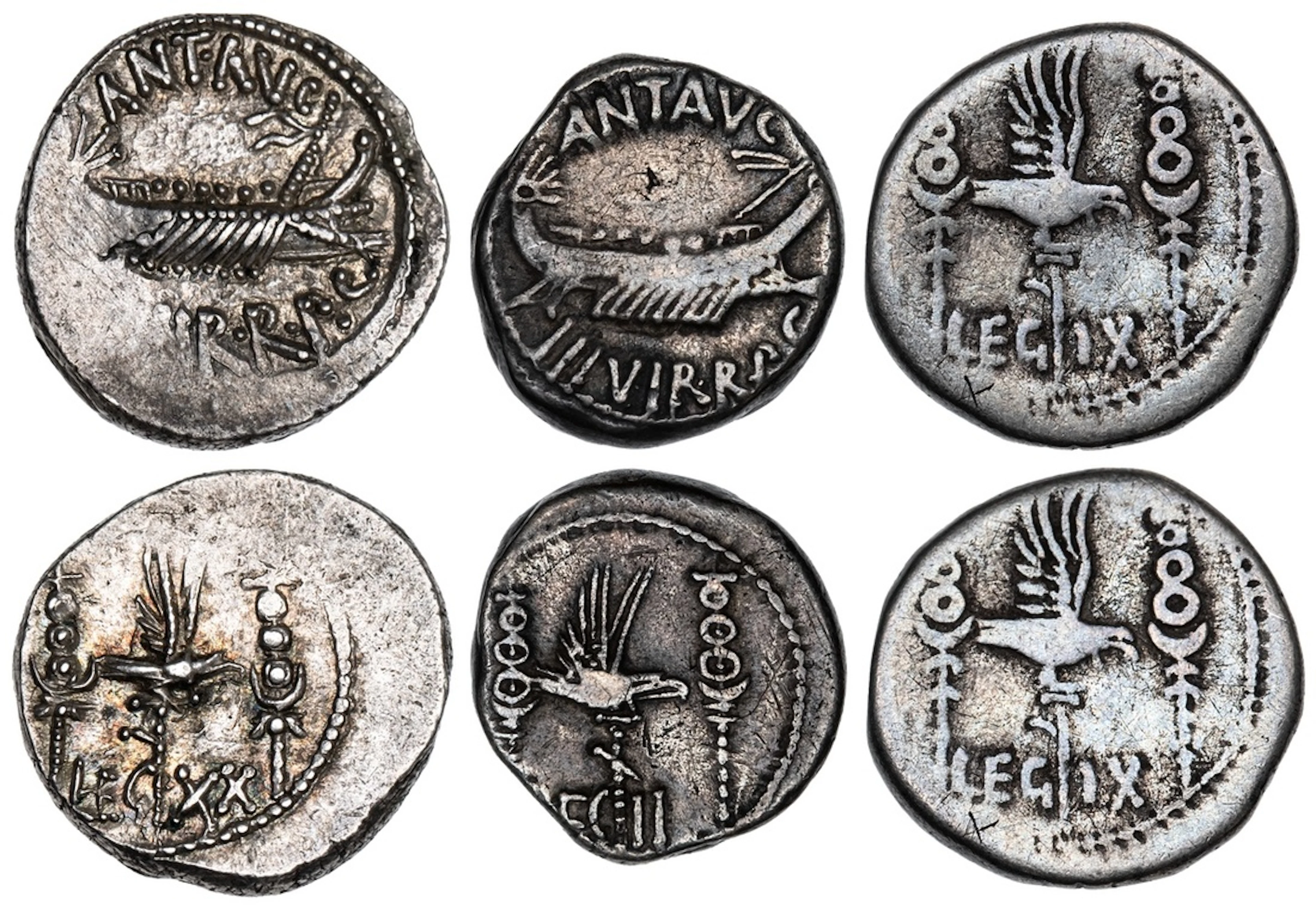 Roman Republic, Marc Antony, Legionary Denarii (3), struck 32-31 BC