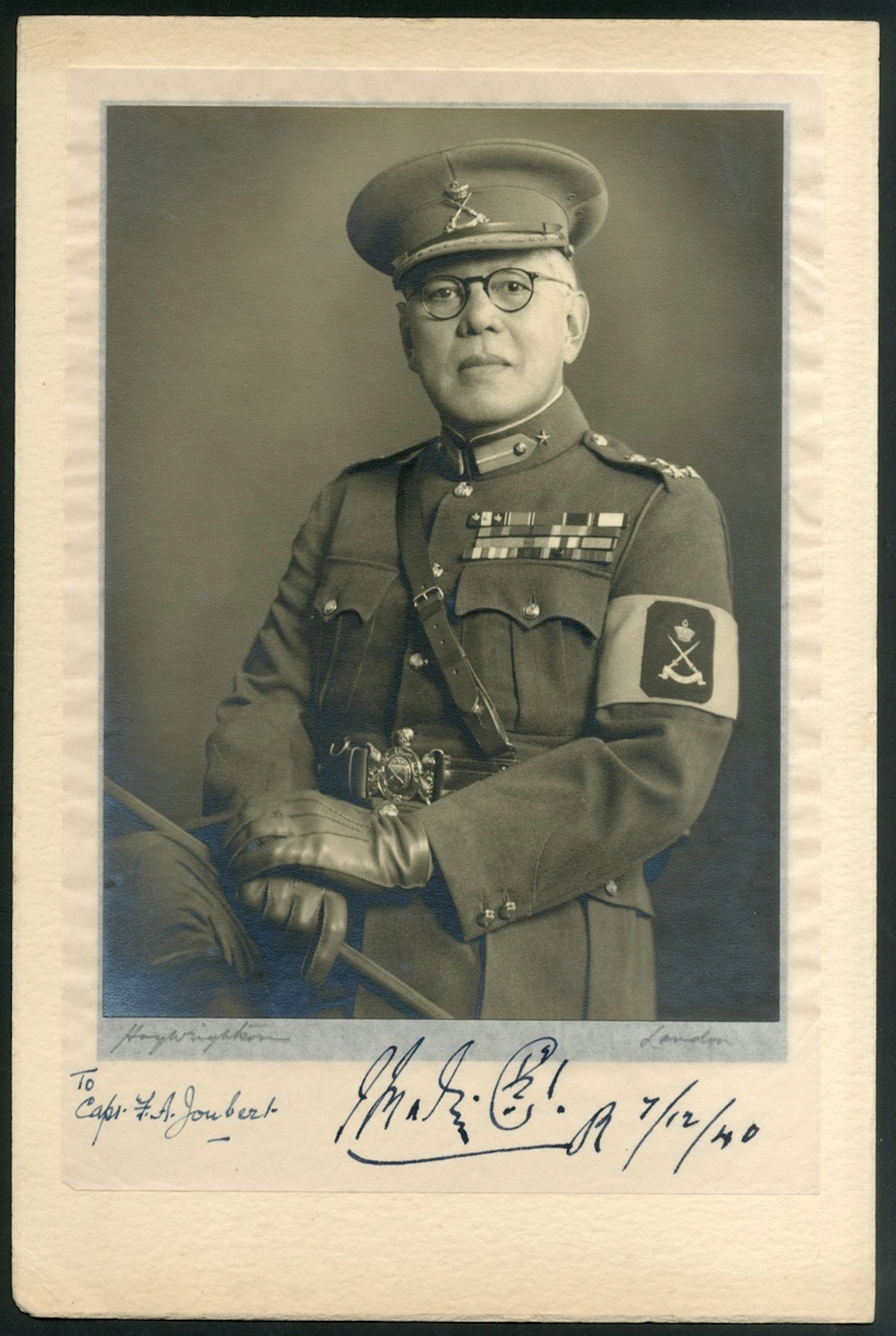 Malaysia Royalty Johore 1940 Signed studio photograph of Sultan Ibrahim