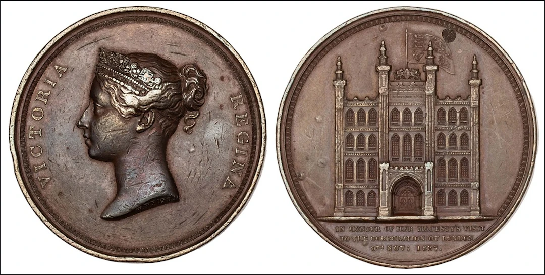 1837 Wyon City medal in bronze complete with original case (broken)