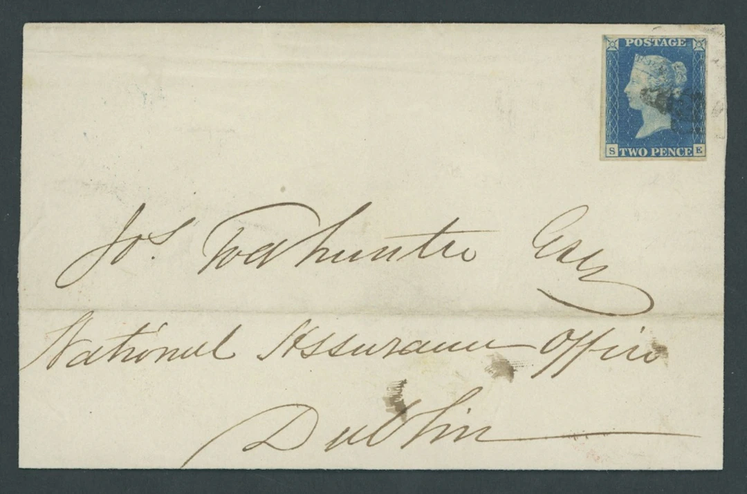 Great Britain 1840 Two Pence Blue Plate 2 SE, clear to large margins