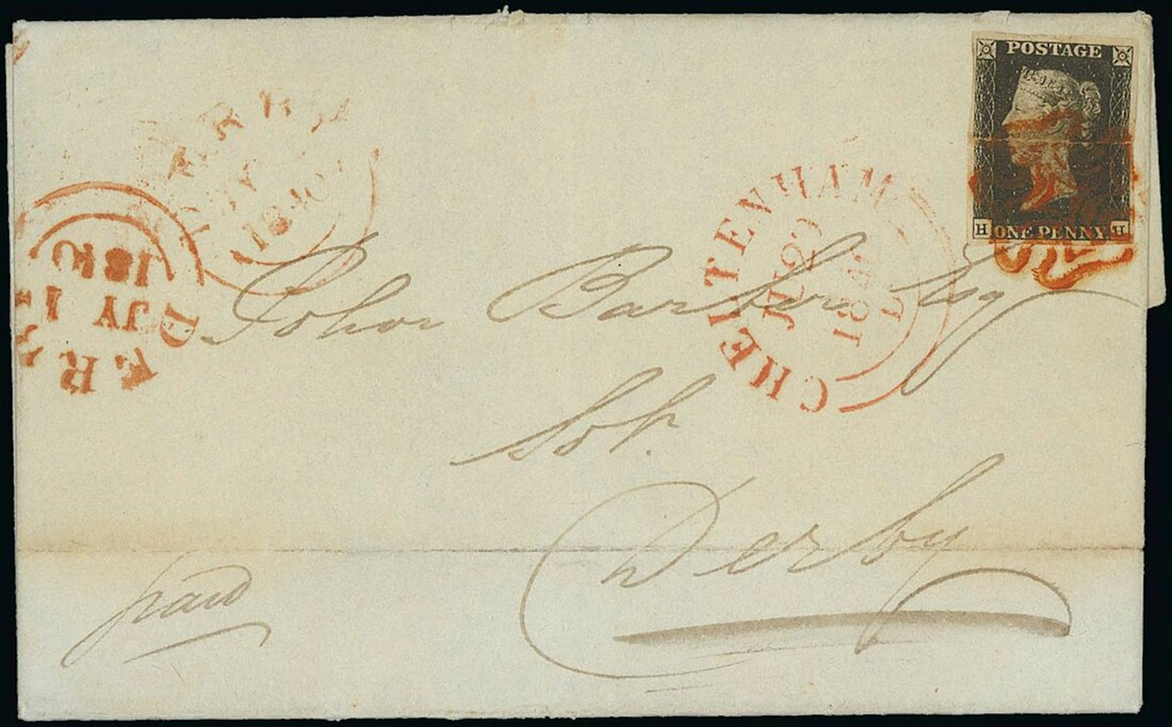 Great Britain Postal Fraud 1840 (1 July) entire to Derby bearing two
