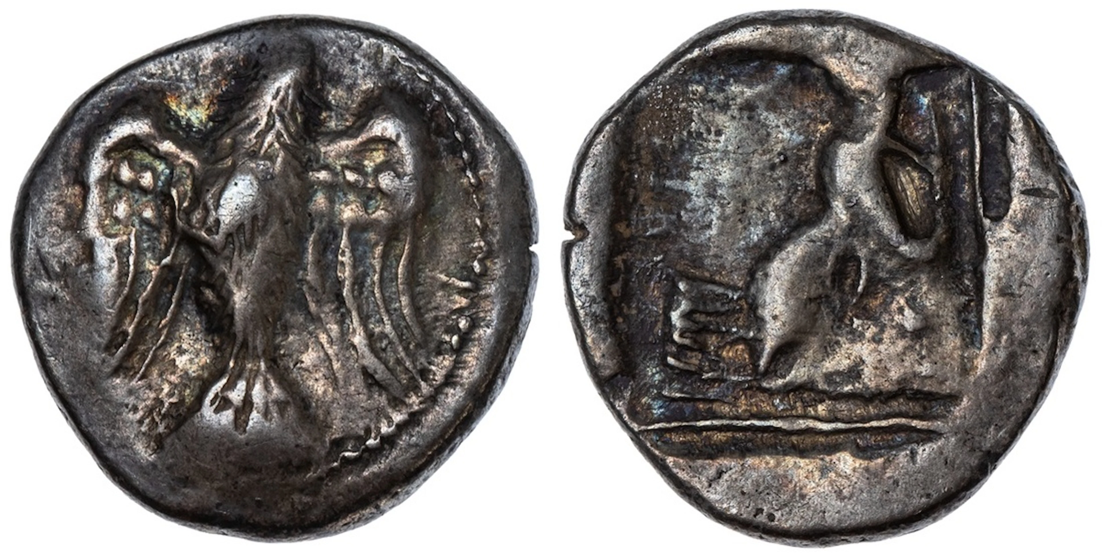 Crete, Lyttos, AR Stater, c. 420-320 BC, eagle flying left, rev. head
