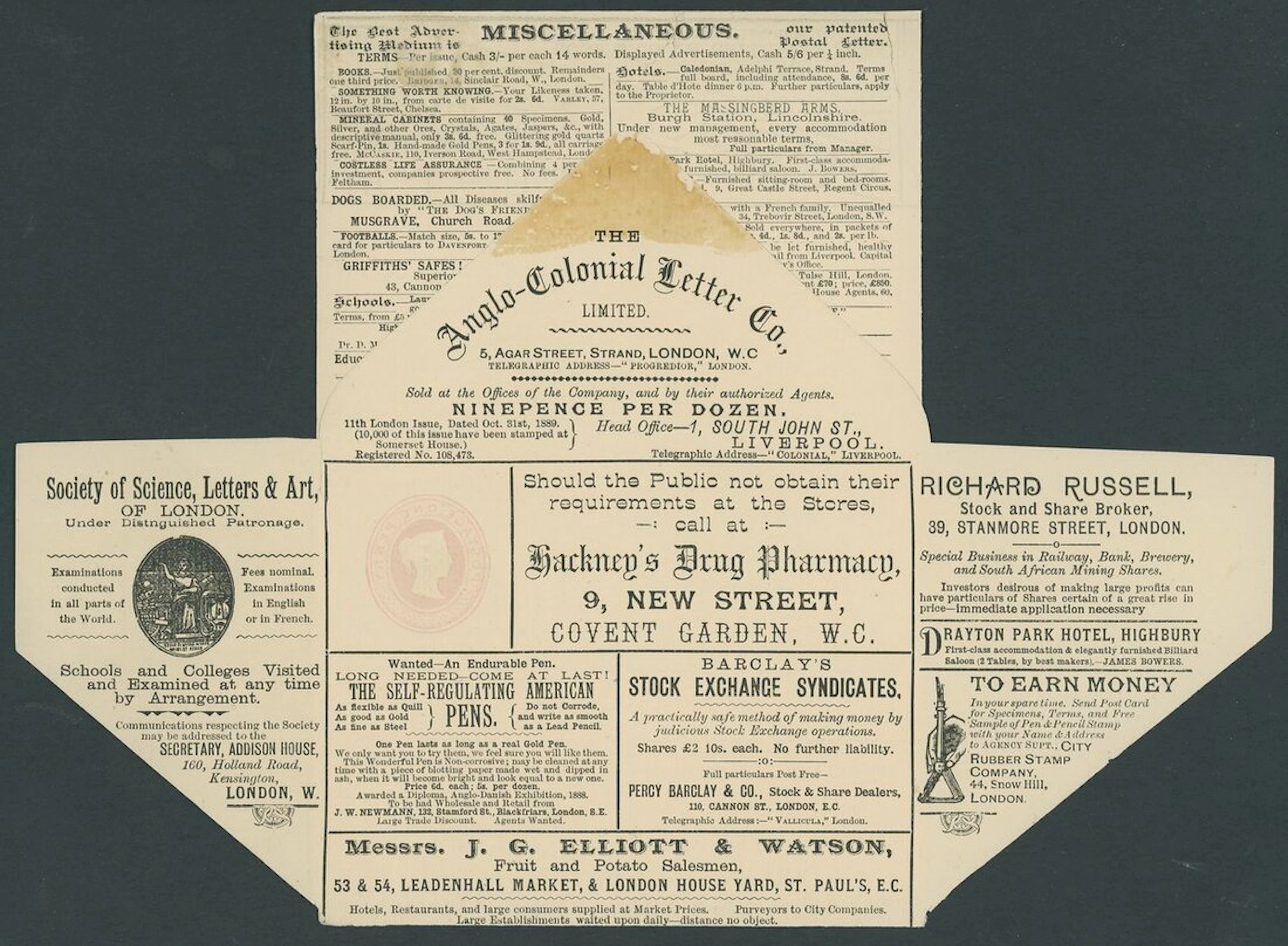 Great Britain Postal Stationery Advertising Letter Sheets The Anglo-Colonial