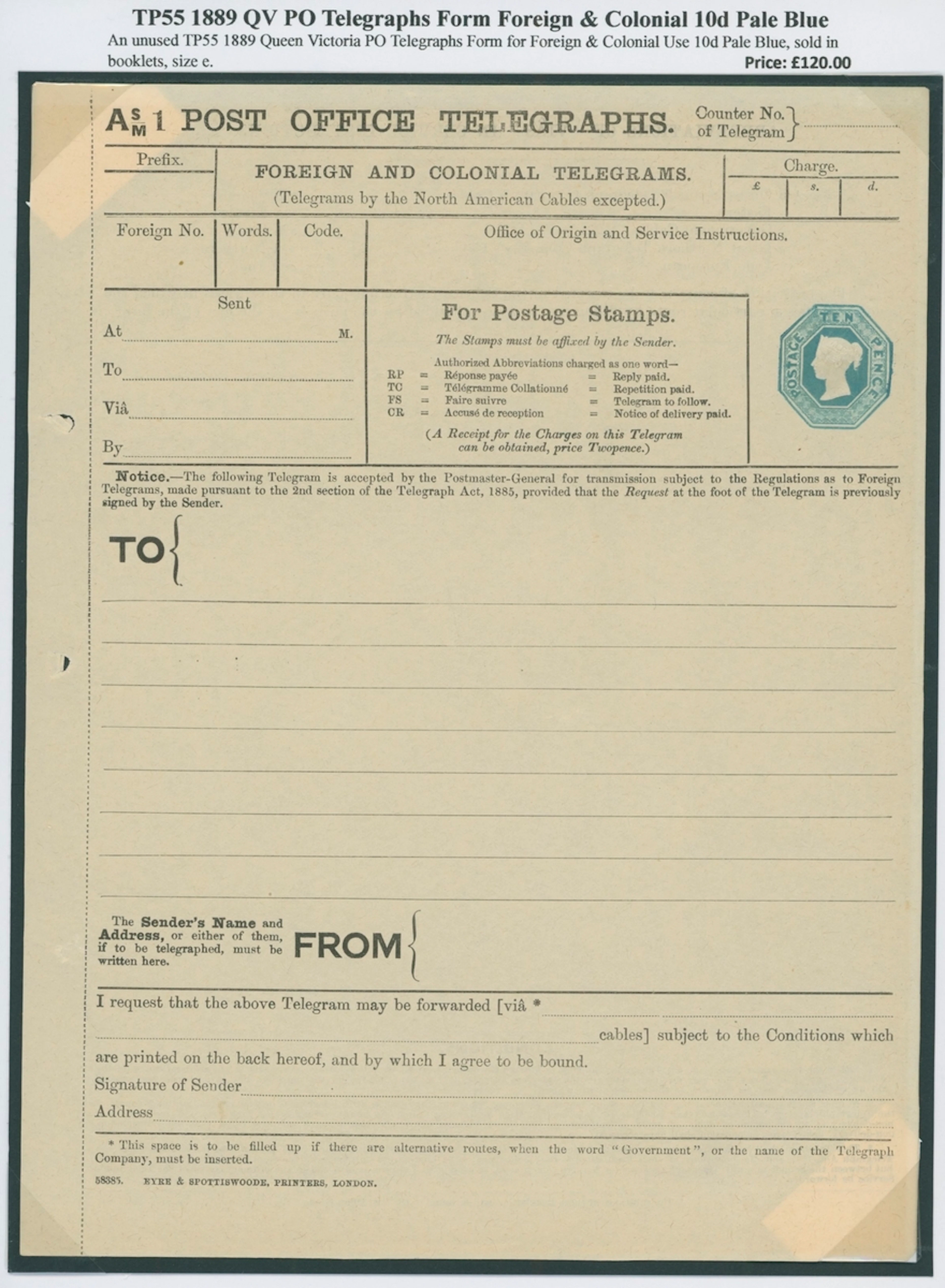 Great Britain Telegraphs 1889-1903, a selection of "Post Office Telegraphs"