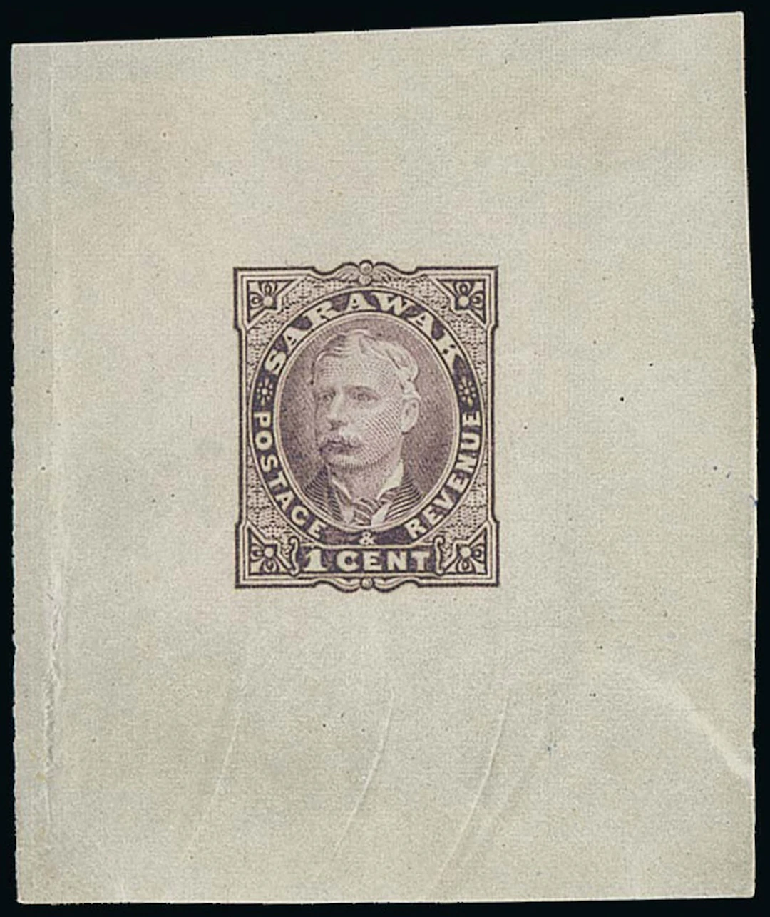 Sarawak 1895 Perkins Bacon Issue Die Proofs 1c. in deep purple die-sunk
