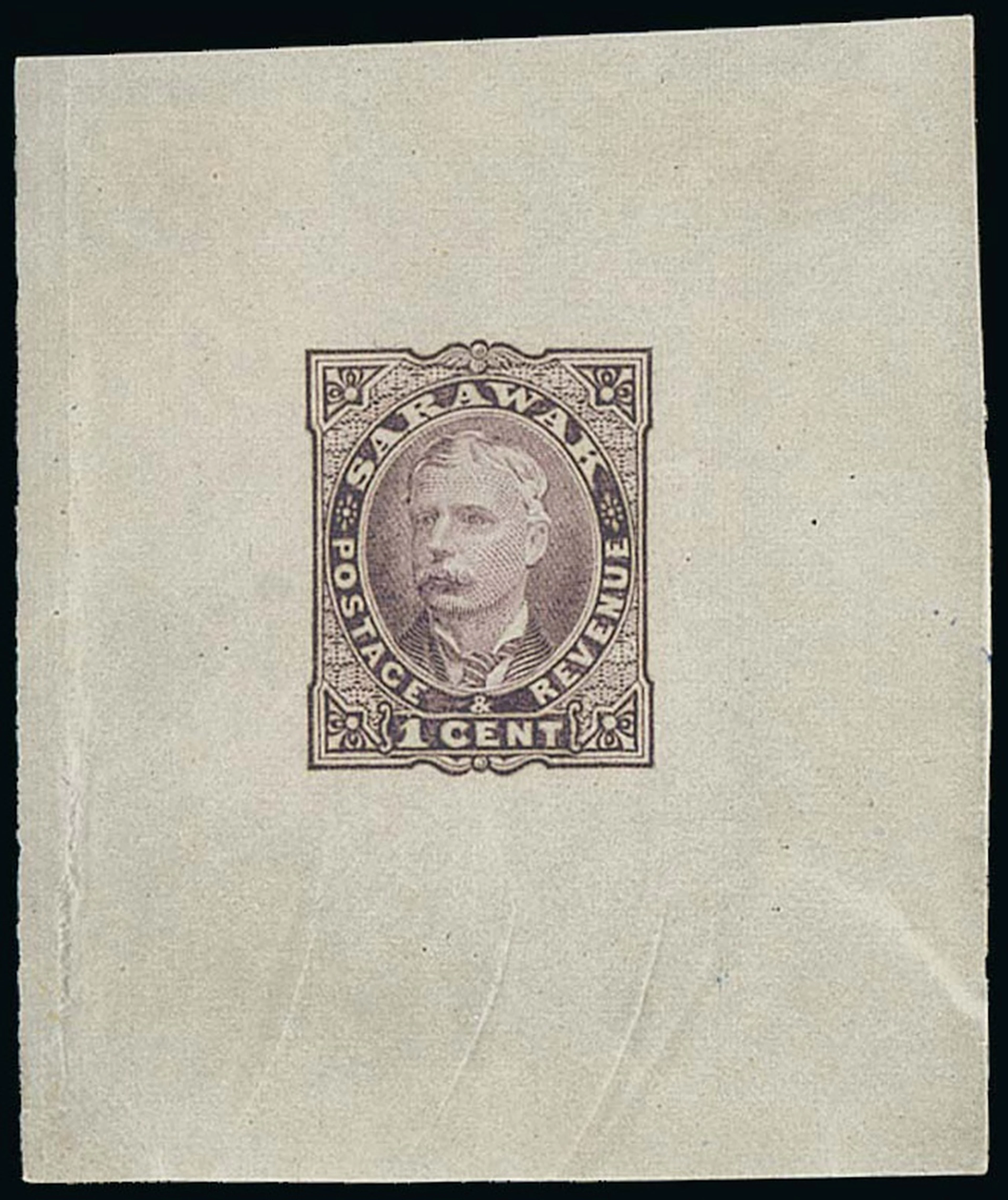 Sarawak 1895 Perkins Bacon Issue Die Proofs 1c. in deep purple die-sunk