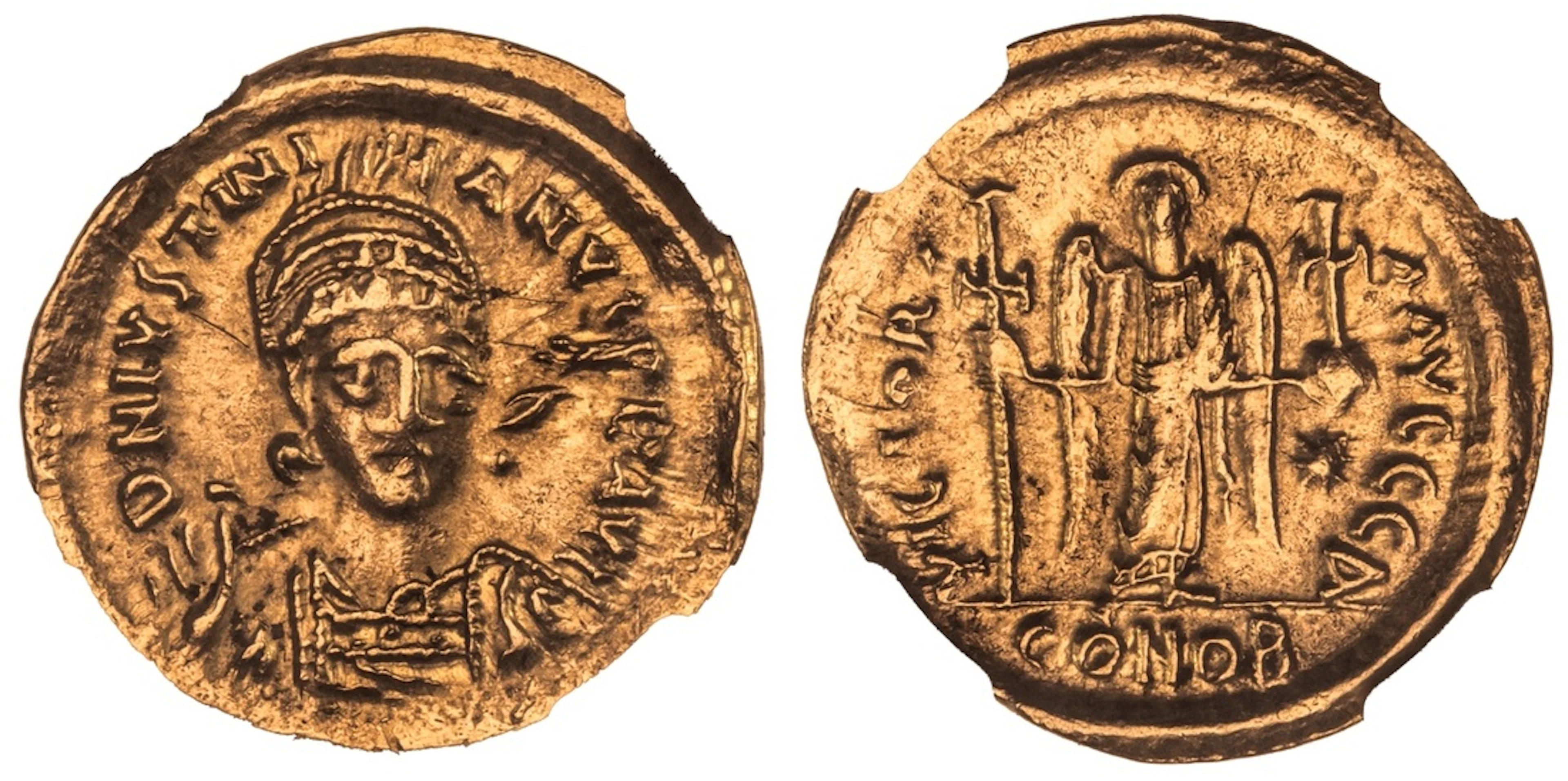 NGC XF | Byzantine Empire, Justinian I (527-565), AV Solidus, Constantinople