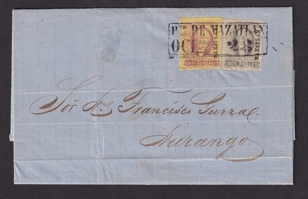1861 "Hidalgos" Mazatlán. 2r. Black on Rose and 4r. Red on Yellow