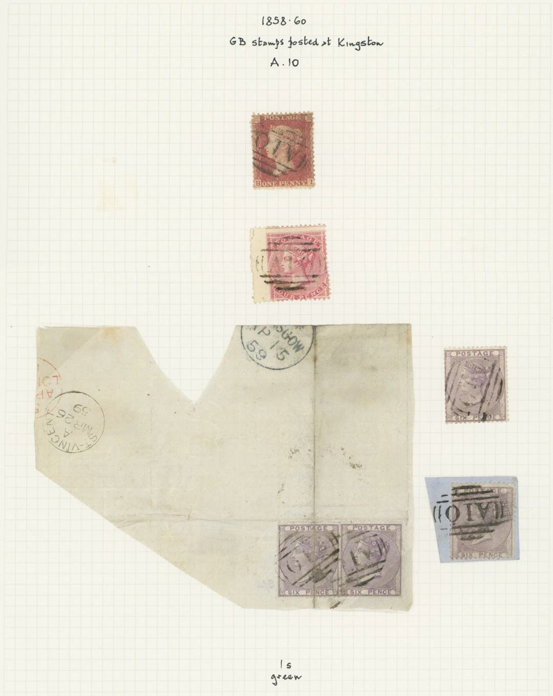 St. Vincent Great Britain used in St. Vincent 1d. rose-red, 4d. rose