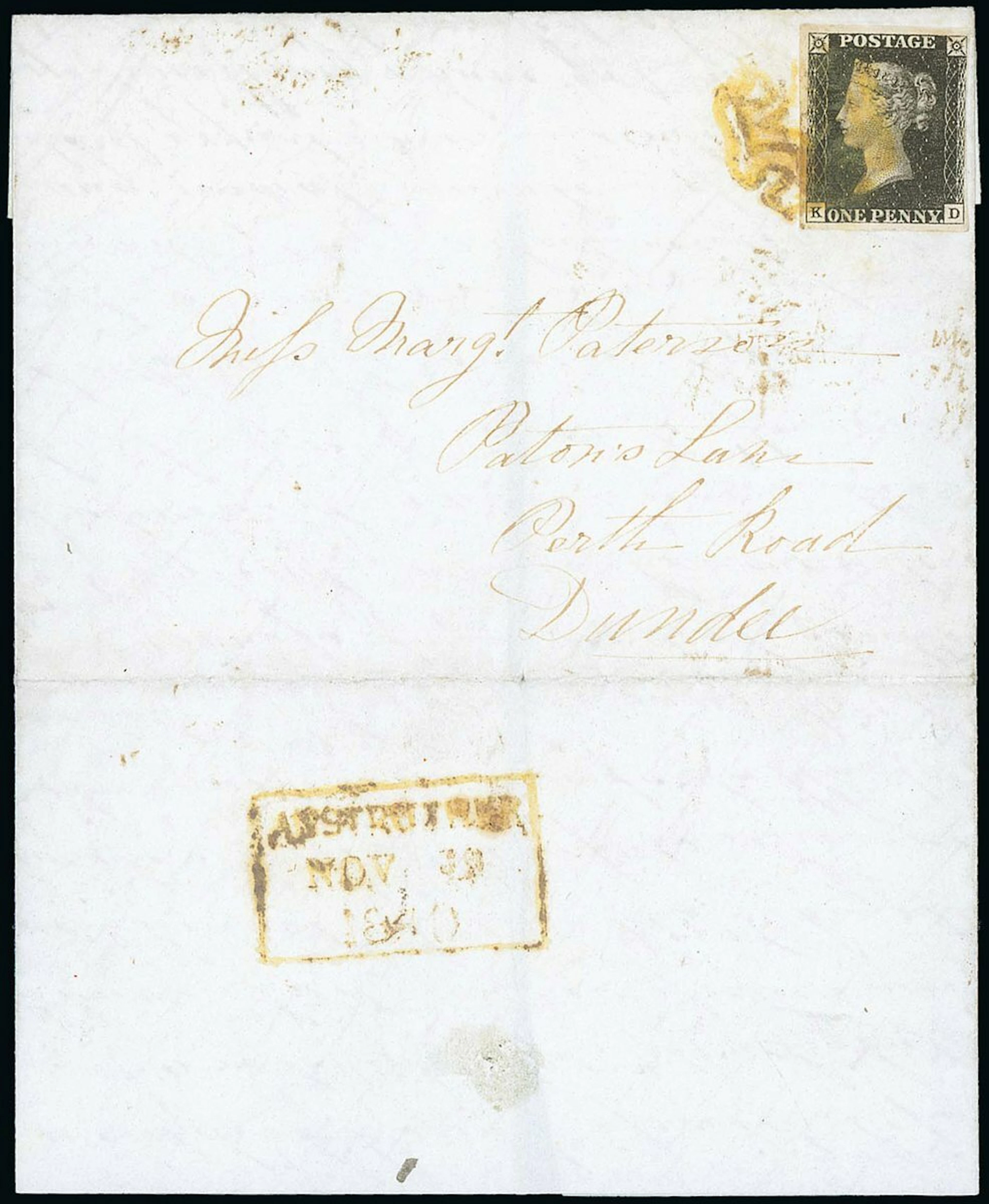 Great Britain 1840 One Penny Black Plate 6 KD with good to large margins