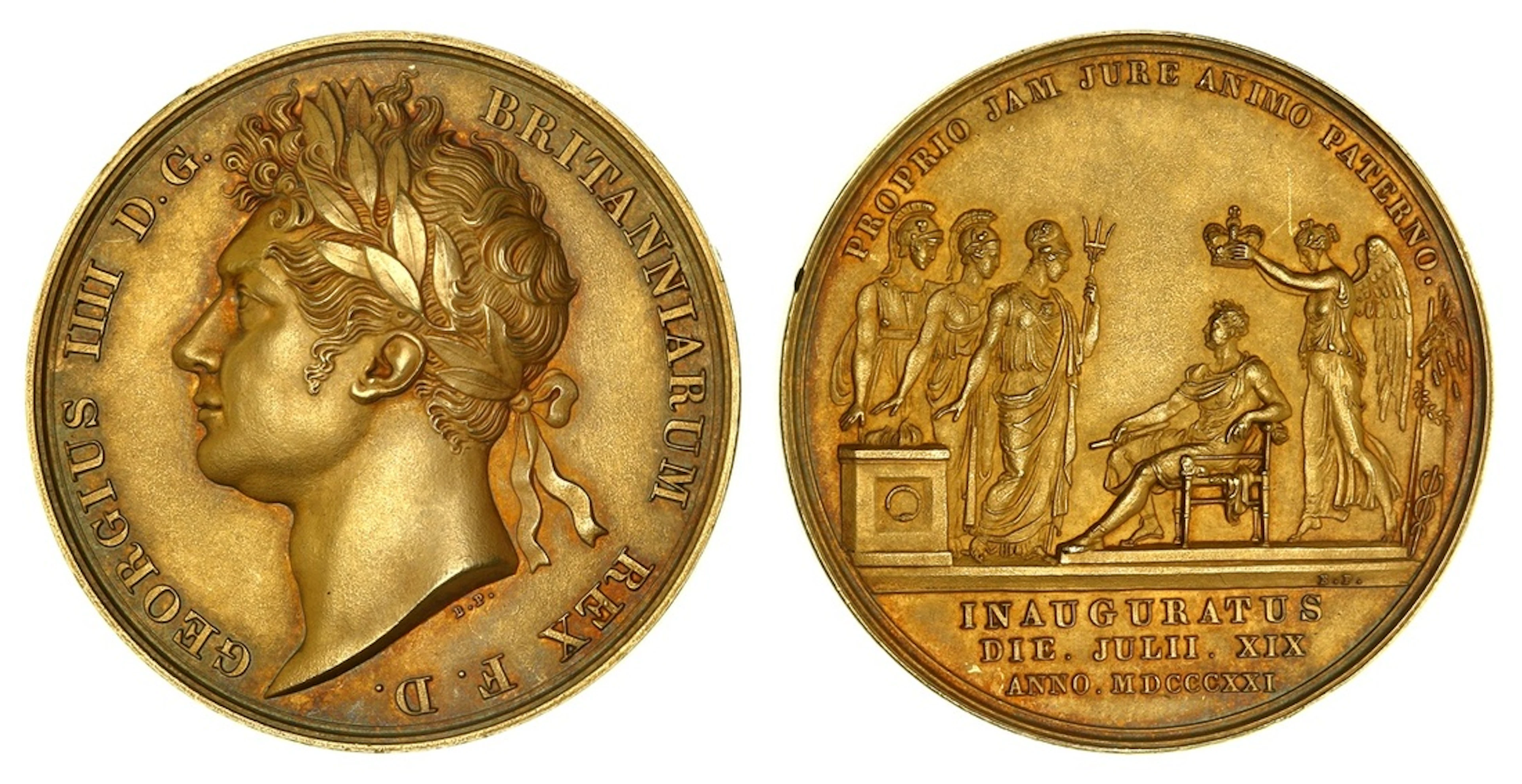 Coronation of George IV, Official AR Gilt Medal, 1821, by Benedetto