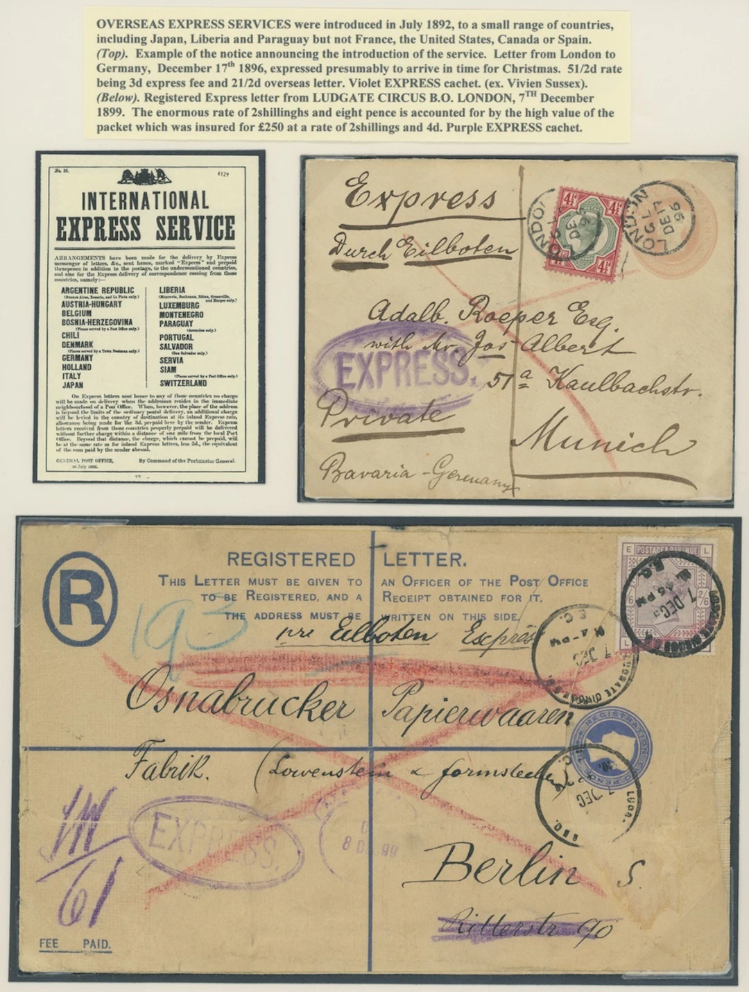 Great Britain Postal History Express Mail c.1891-1901, a written up