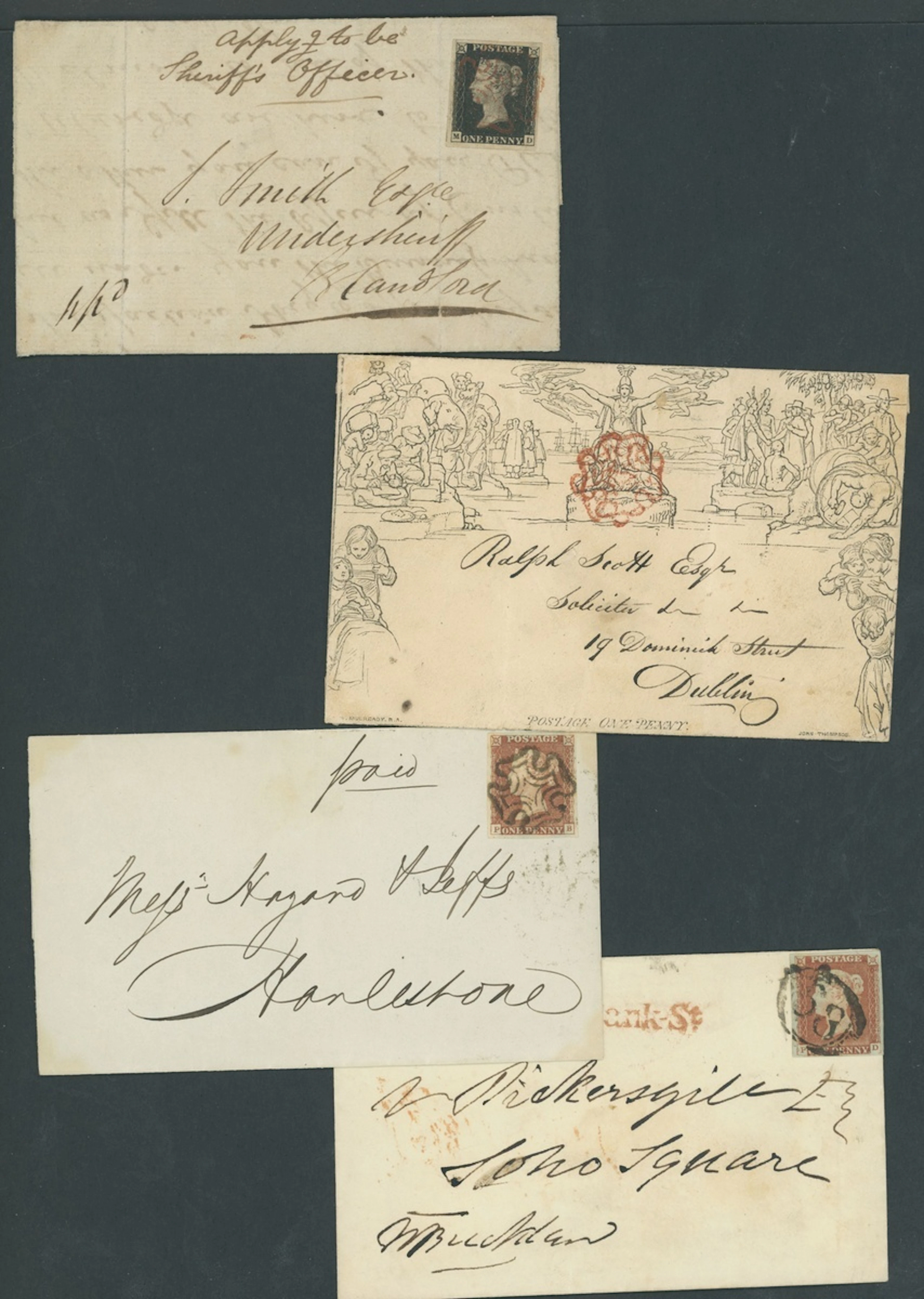 Great Britain 1840 Mulready A selection including 1840 (5 Dec.) Mulready