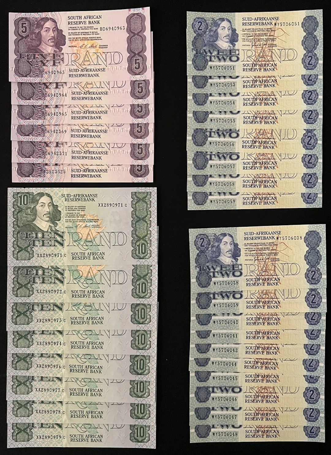 South African Reserve Bank, a group of 36x, including, 1 rand (18)