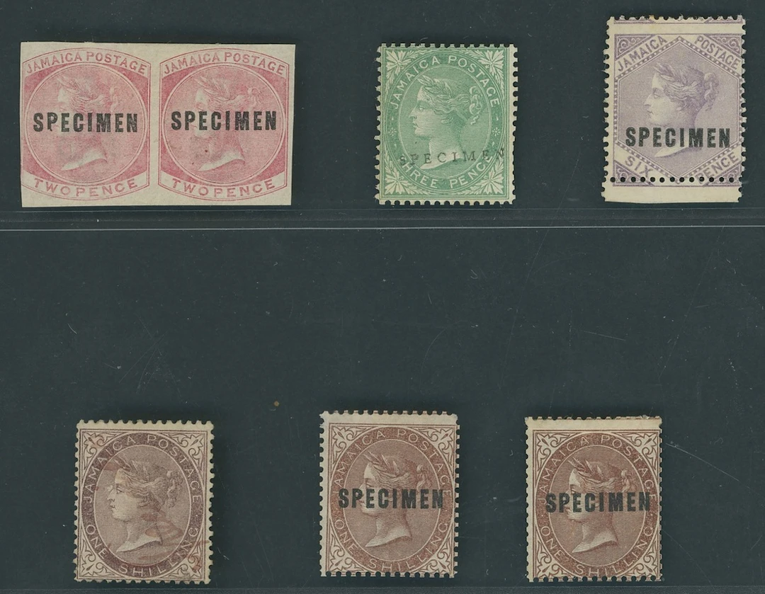 Jamaica 1860-70 Watermark Pineapple Specimen Stamps 2d. rose horizontal
