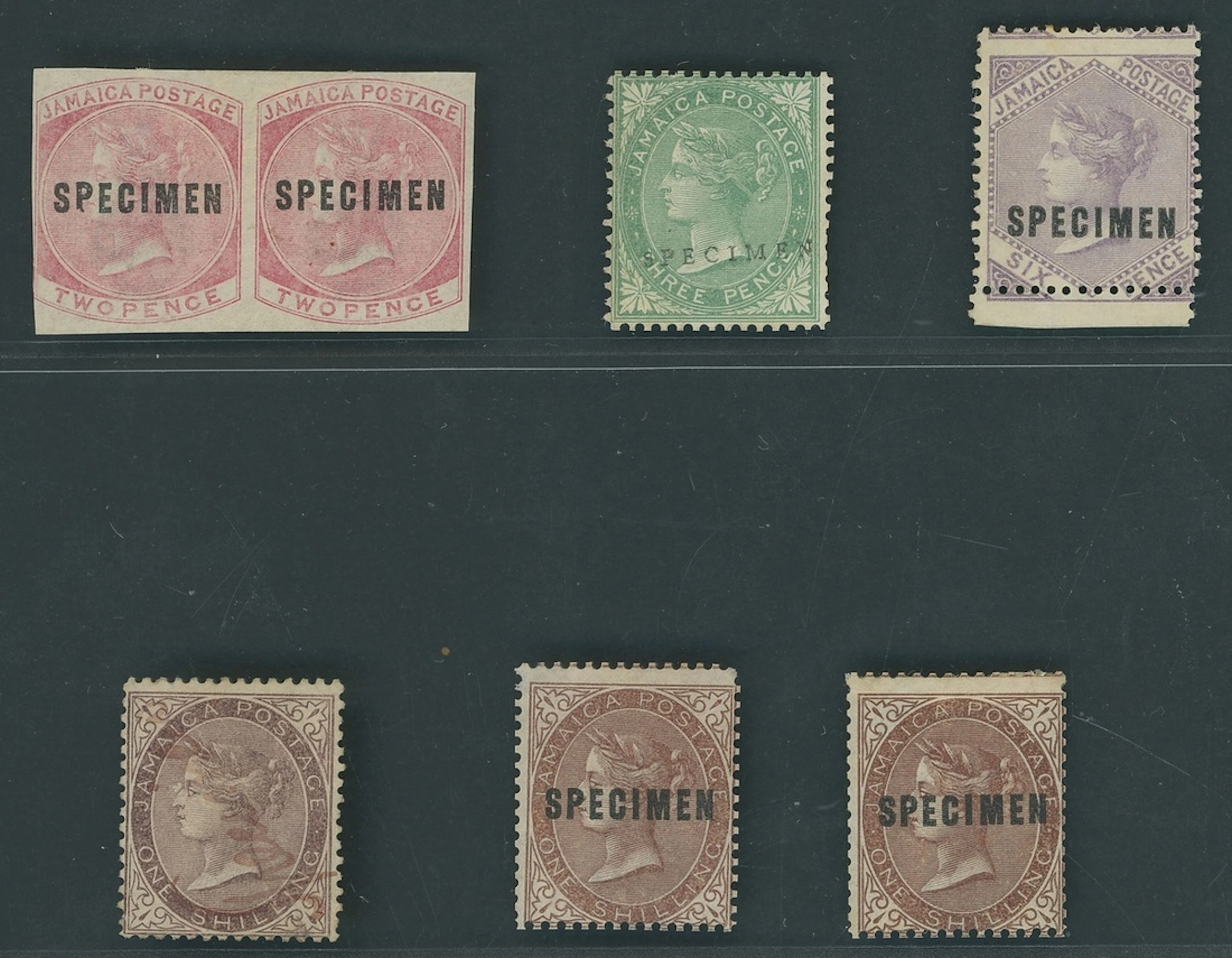 Jamaica 1860-70 Watermark Pineapple Specimen Stamps 2d. rose horizontal
