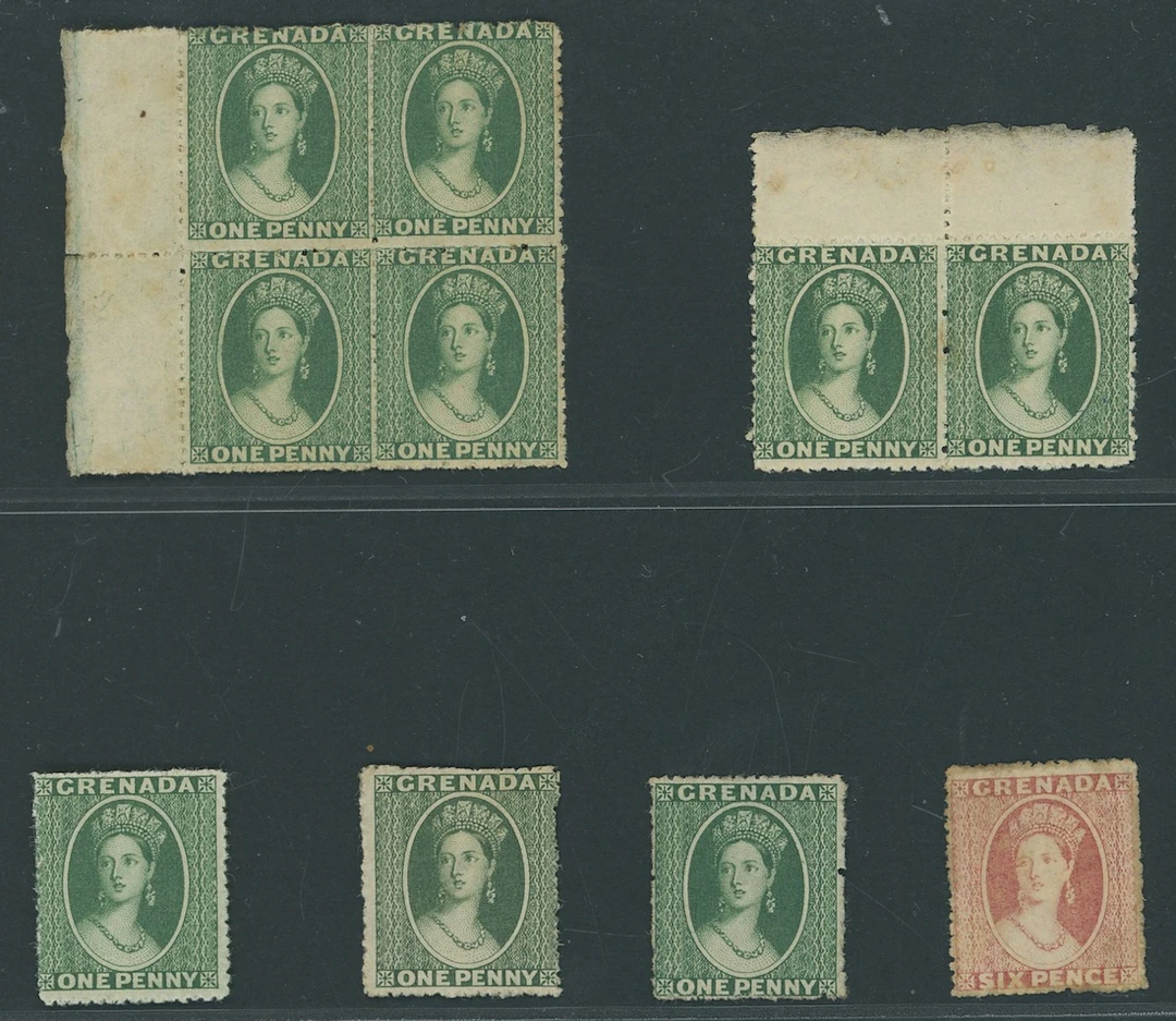 Grenada Issued Stamps 1861-62 no watermark, rough perf 14 to 16, 1d.