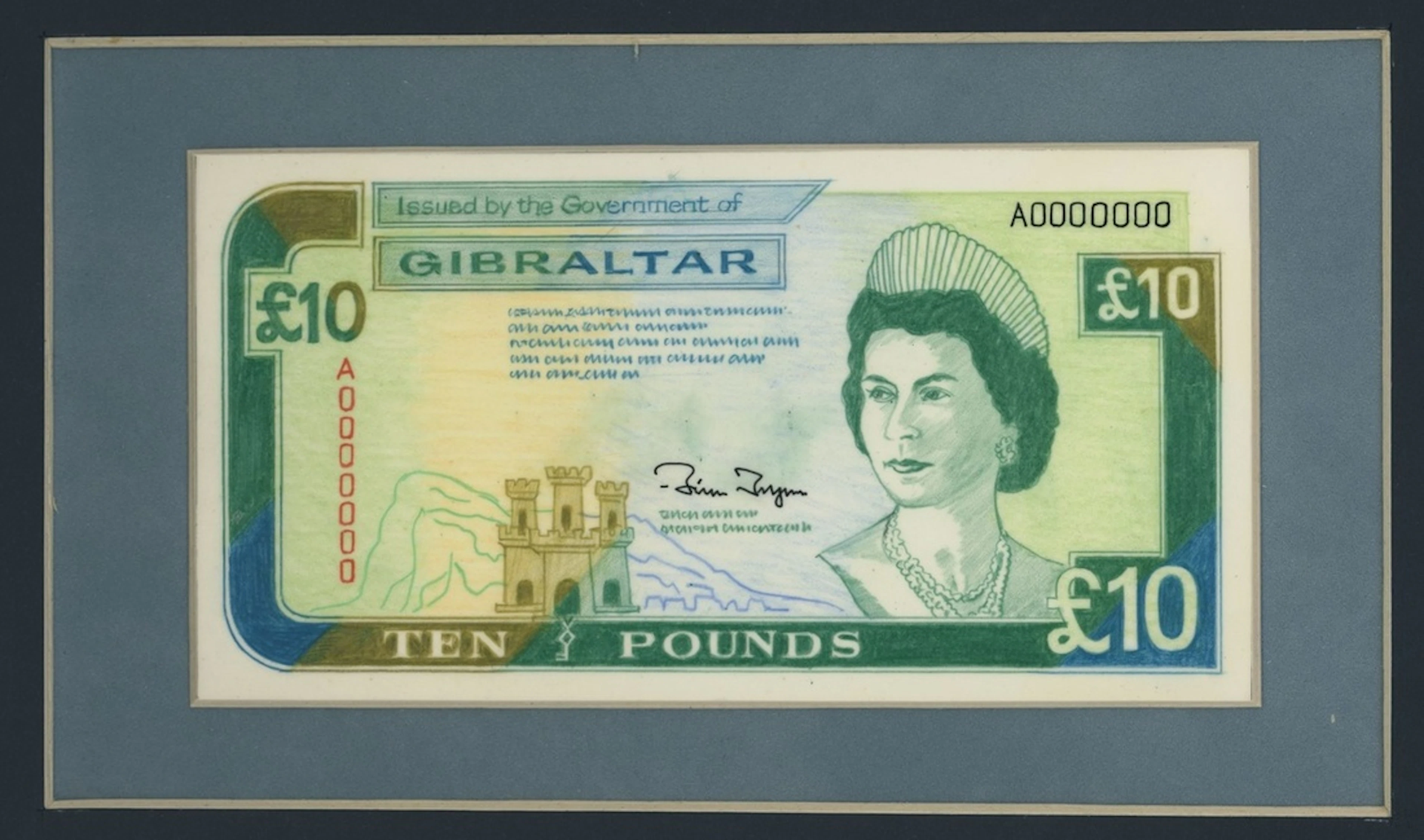 Government of Gibraltar, [front & back essay] hand-executed essays