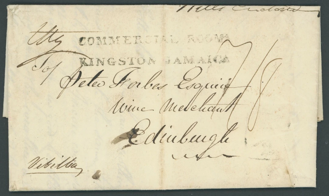 Jamaica The Commercial Rooms Forwarding Agents Handstamps 1823 (24