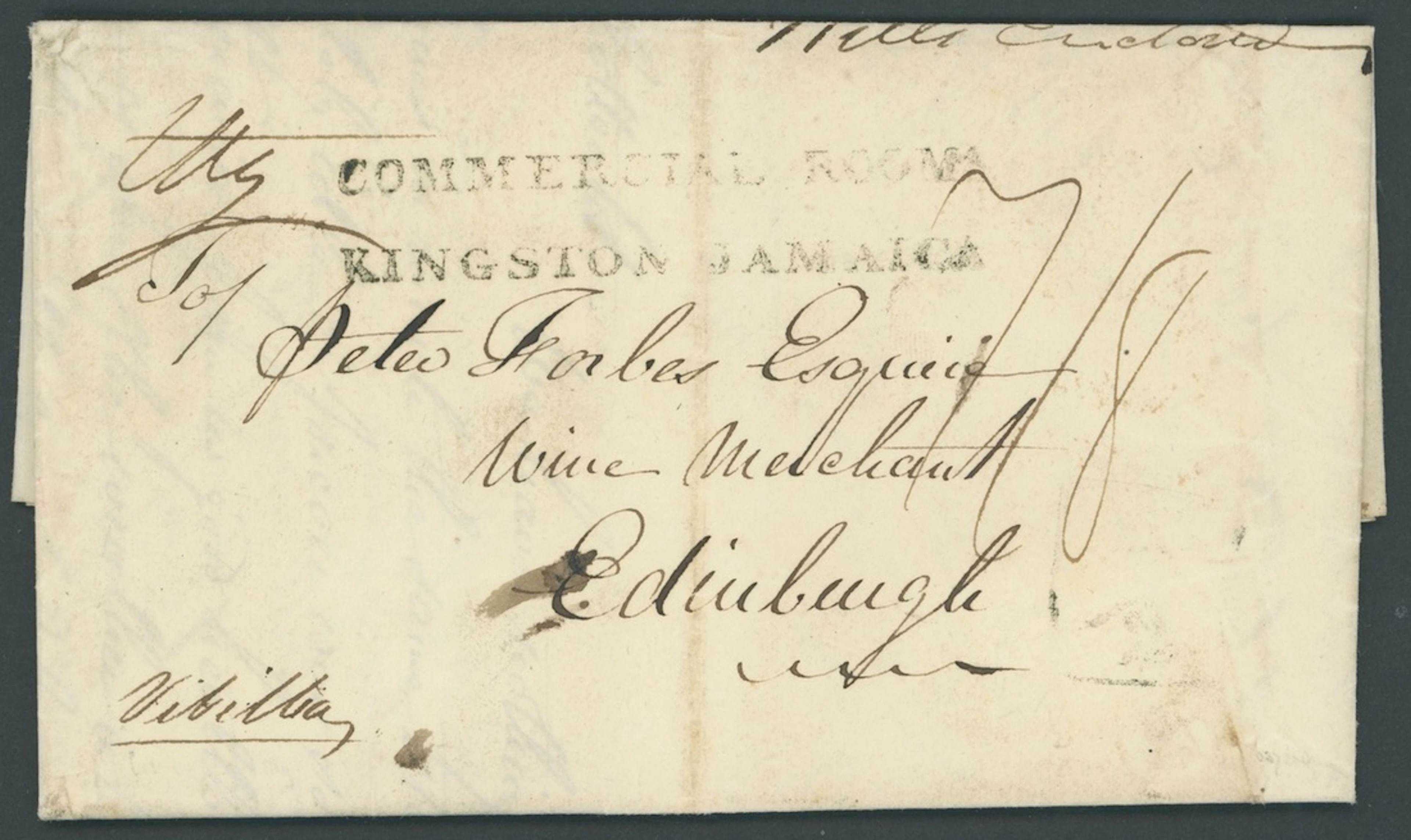 Jamaica The Commercial Rooms Forwarding Agents Handstamps 1823 (24