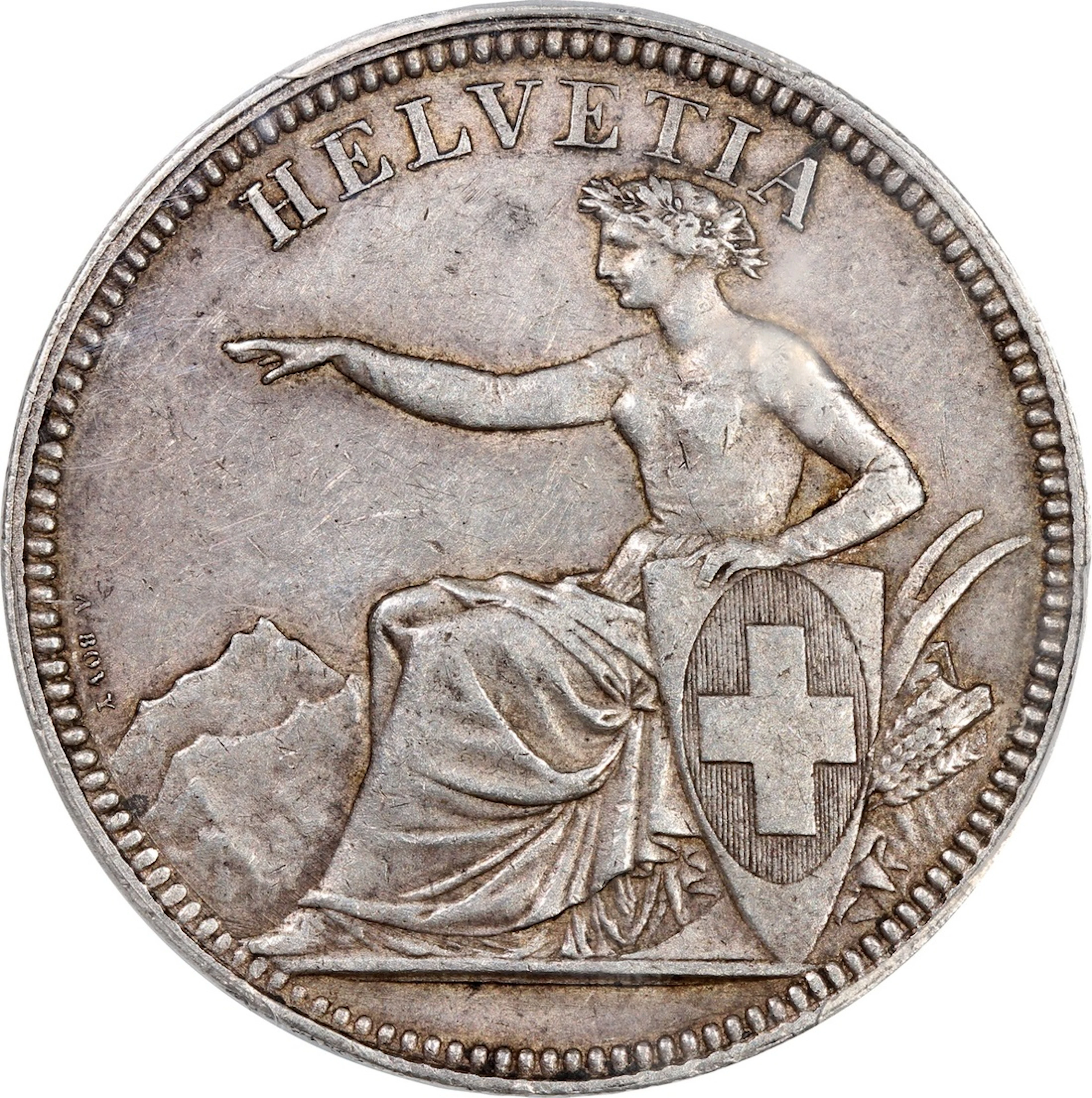 Switzerland, [PCGS AU53] silver 5 francs, 1874-B