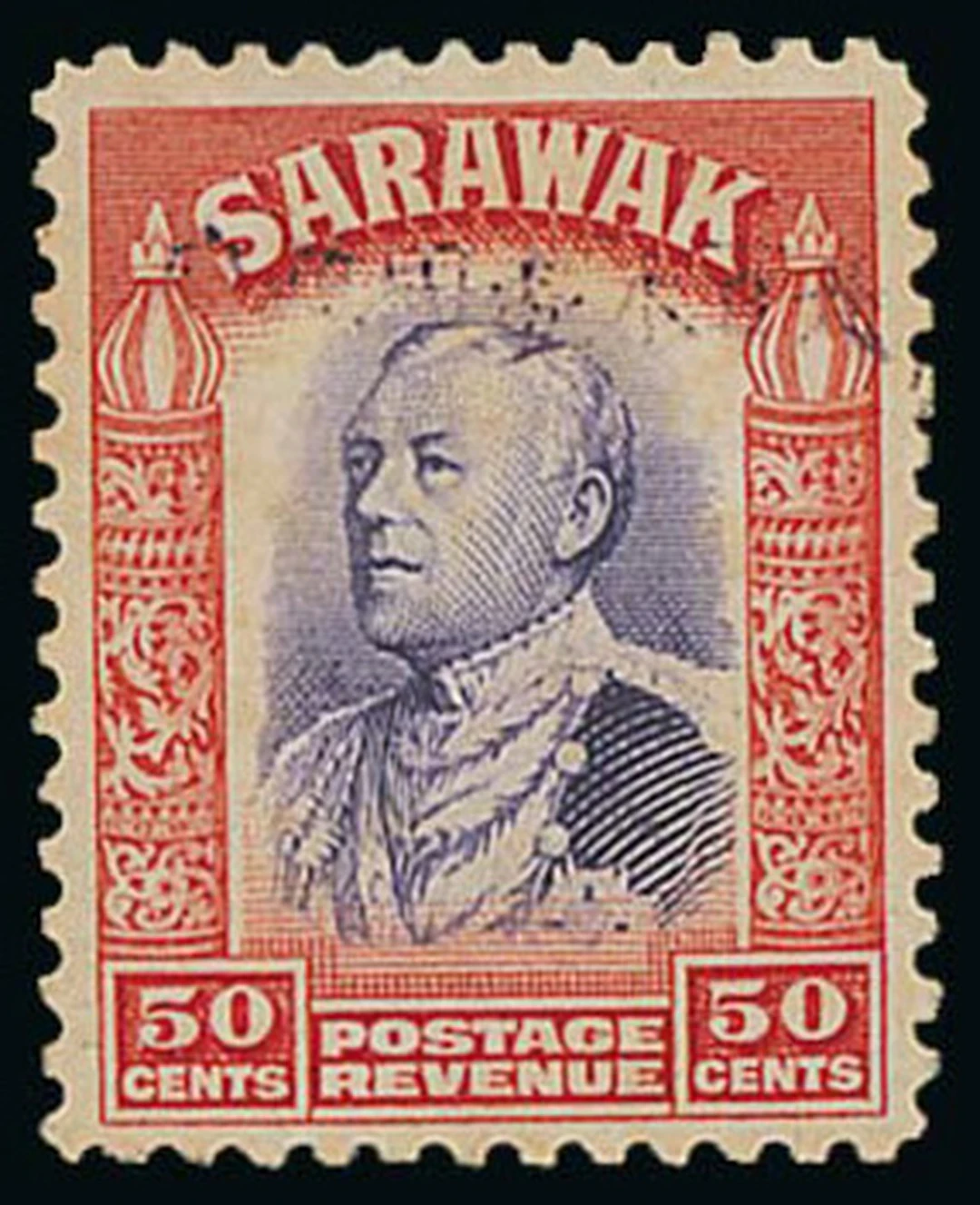 Sarawak Japanese Occupation Kuching Overprint 50c. violet and scarlet