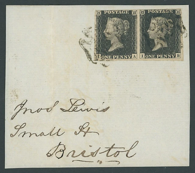 Great Britain 1840 One Penny Black Plate 1a IA-IB horizontal pair