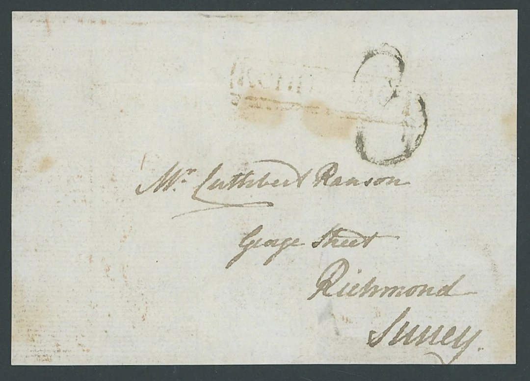 Great Britain 1840 Mulready 1828 (5 Sept.), envelope front with enclosure