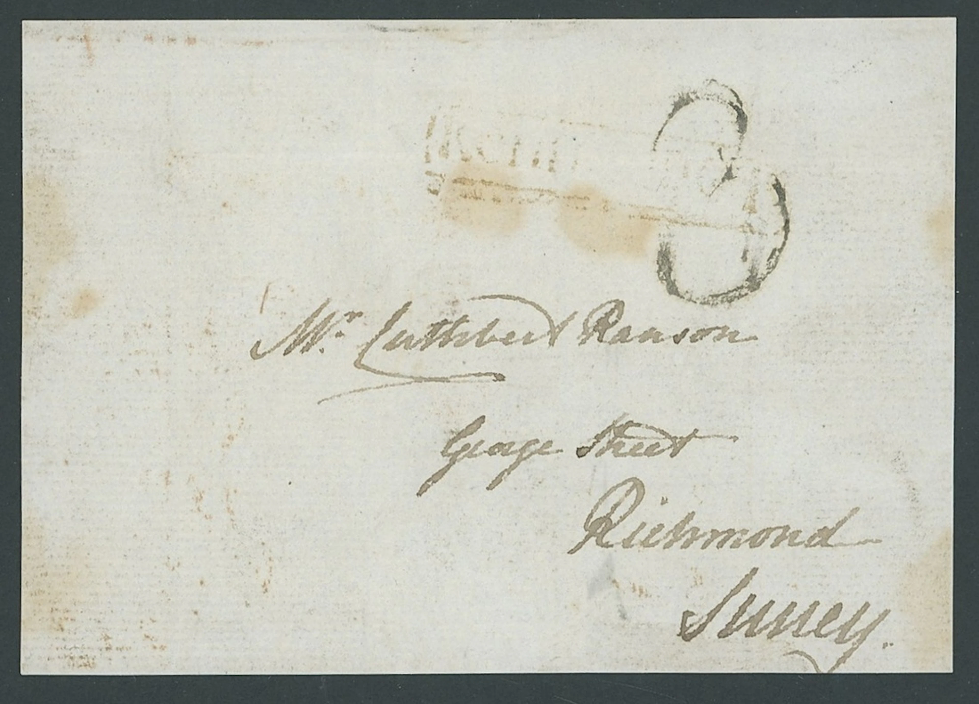 Great Britain 1840 Mulready 1828 (5 Sept.), envelope front with enclosure