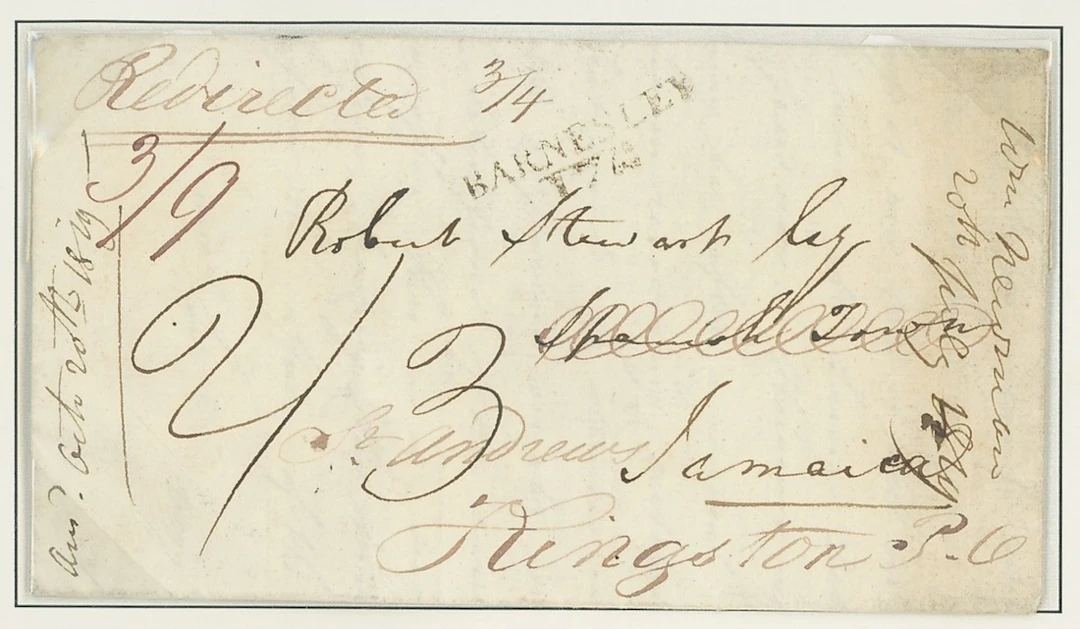 Jamaica The Post Town Straight Line Handstamps 1819 (6 July) entire