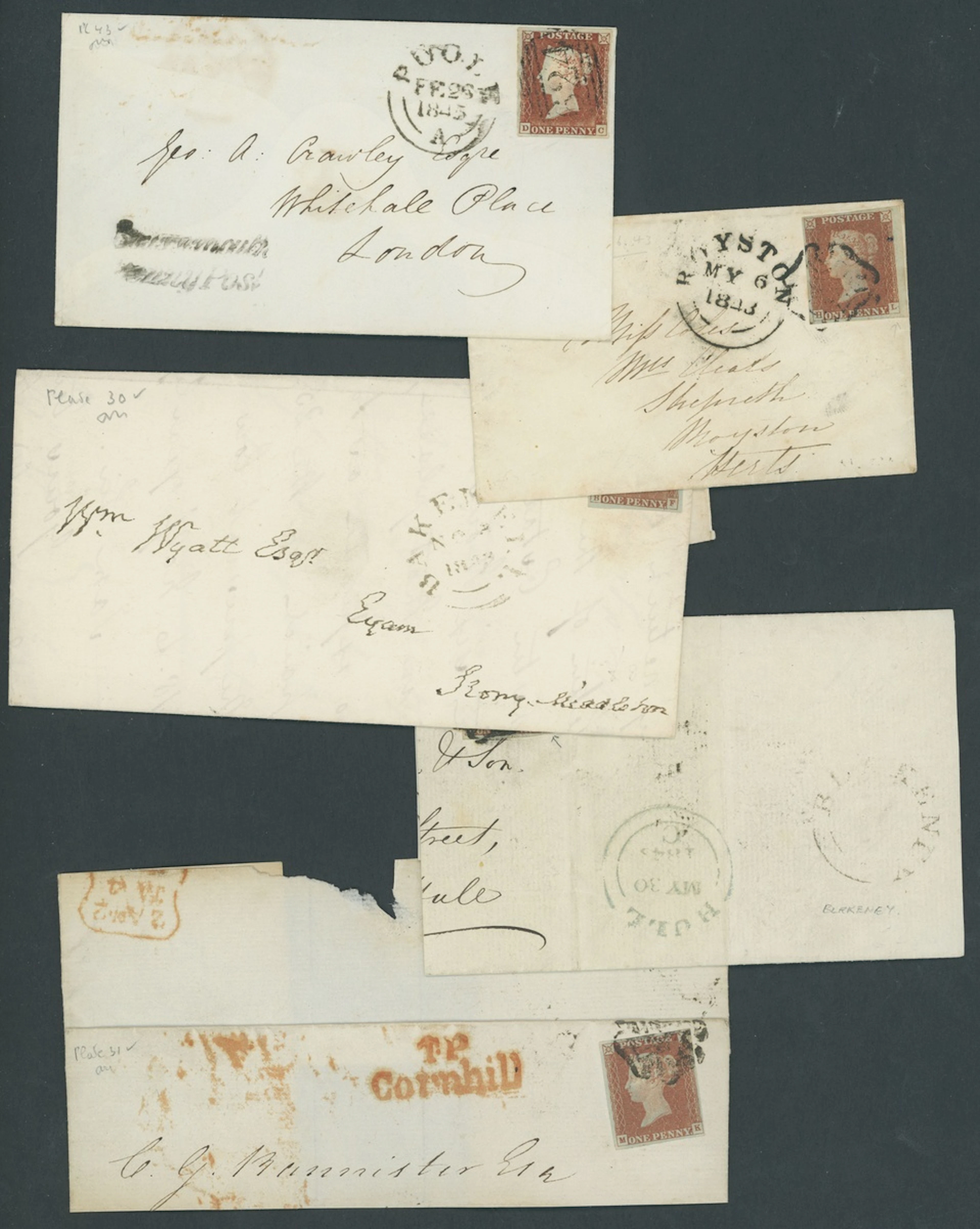 Great Britain 1841-53 One Penny Red-Brown Mixed Plates Plates 30-43