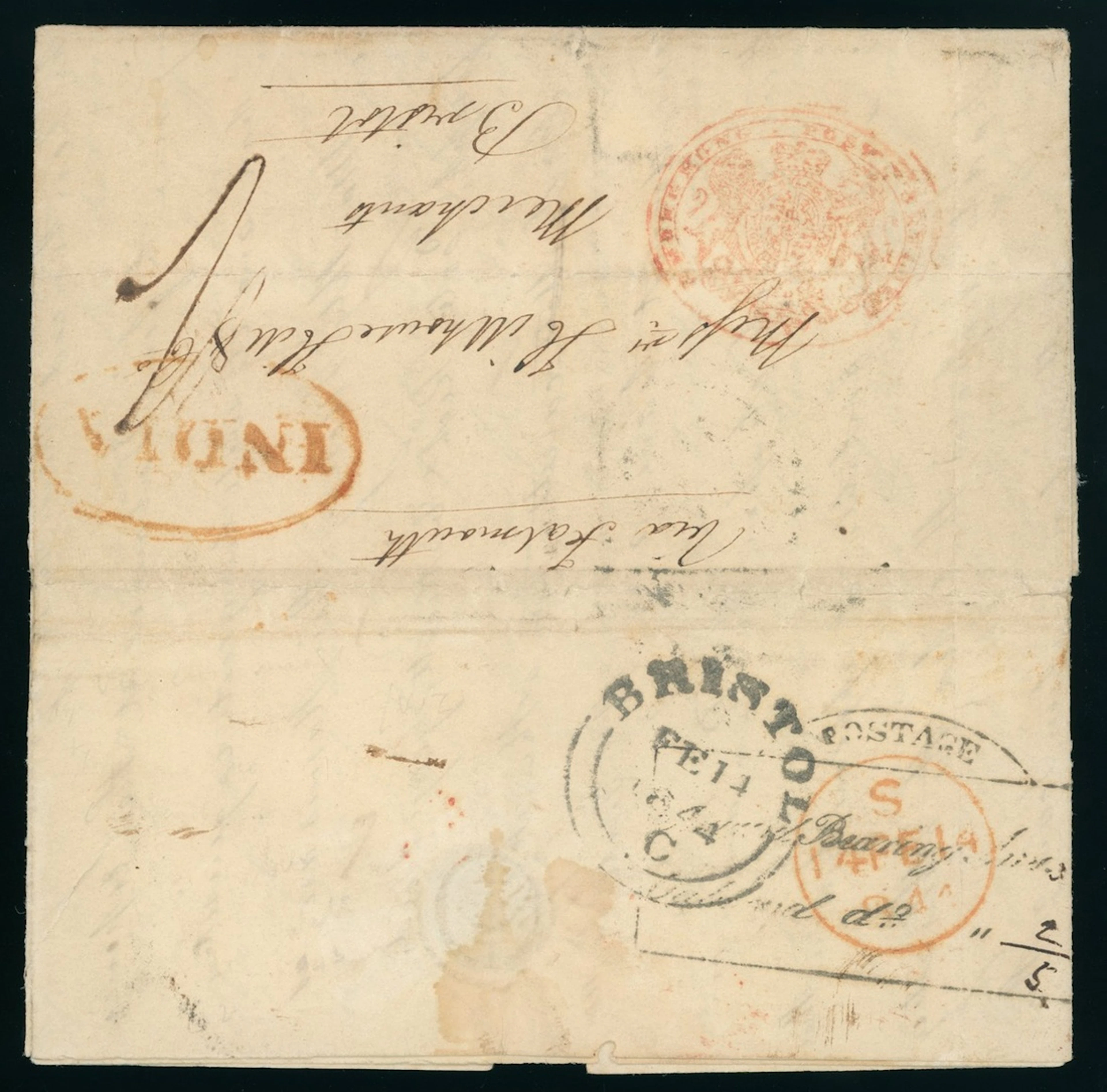 Hong Kong Covers 1843 (2 Oct.) folded letter of Thomas Dangerfield