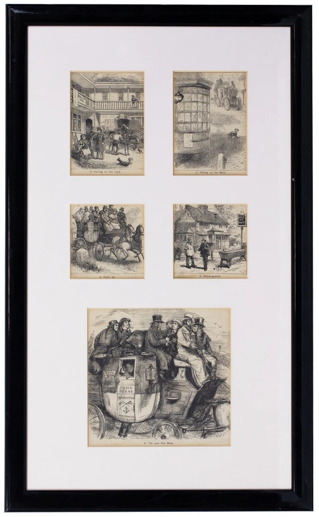 Great Britain Ephemera c.1900s, five vignettes cut from publication