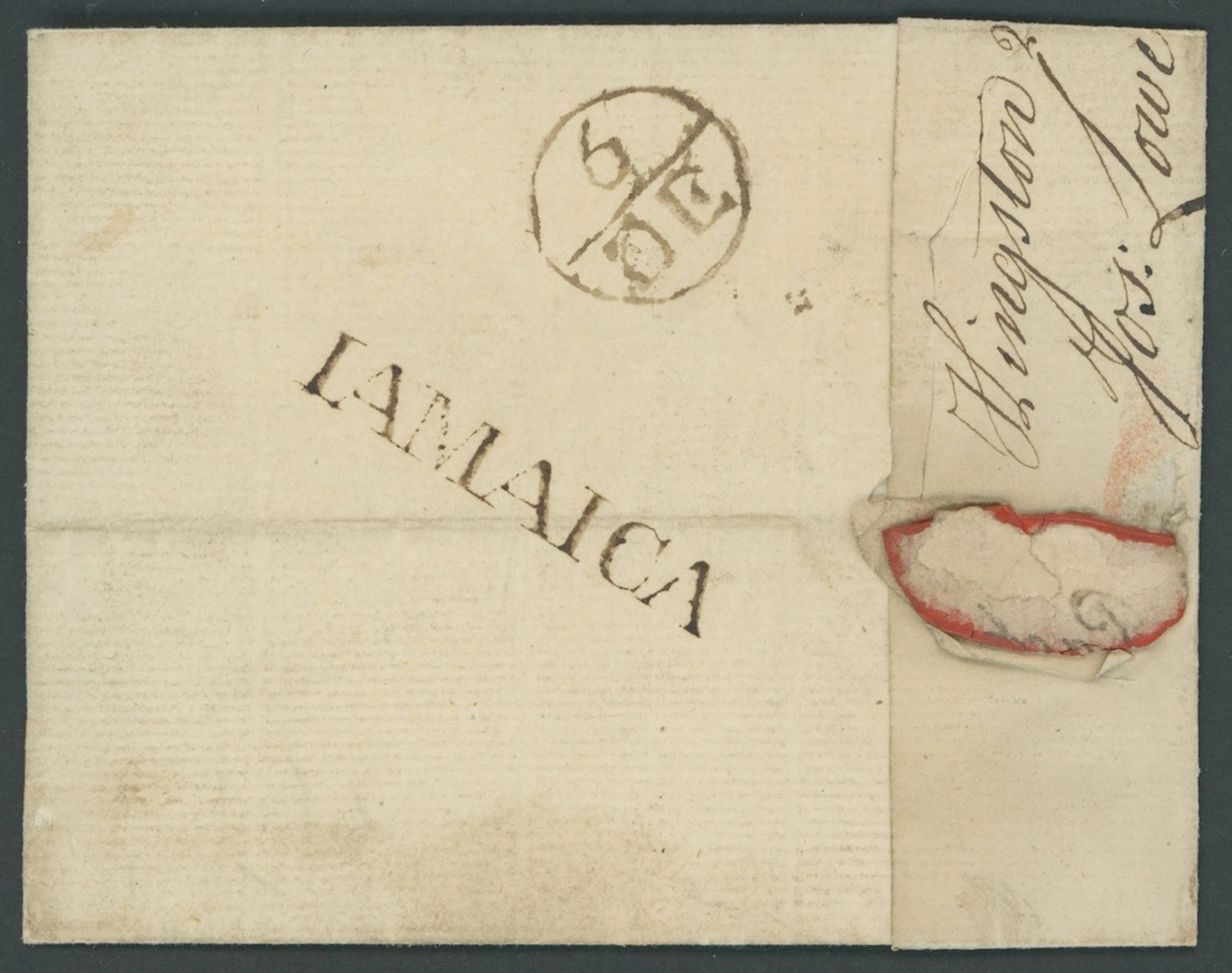 Jamaica The Kingston "jamaica" and "iamaica" Handstamps 1783 (29 Sept.)