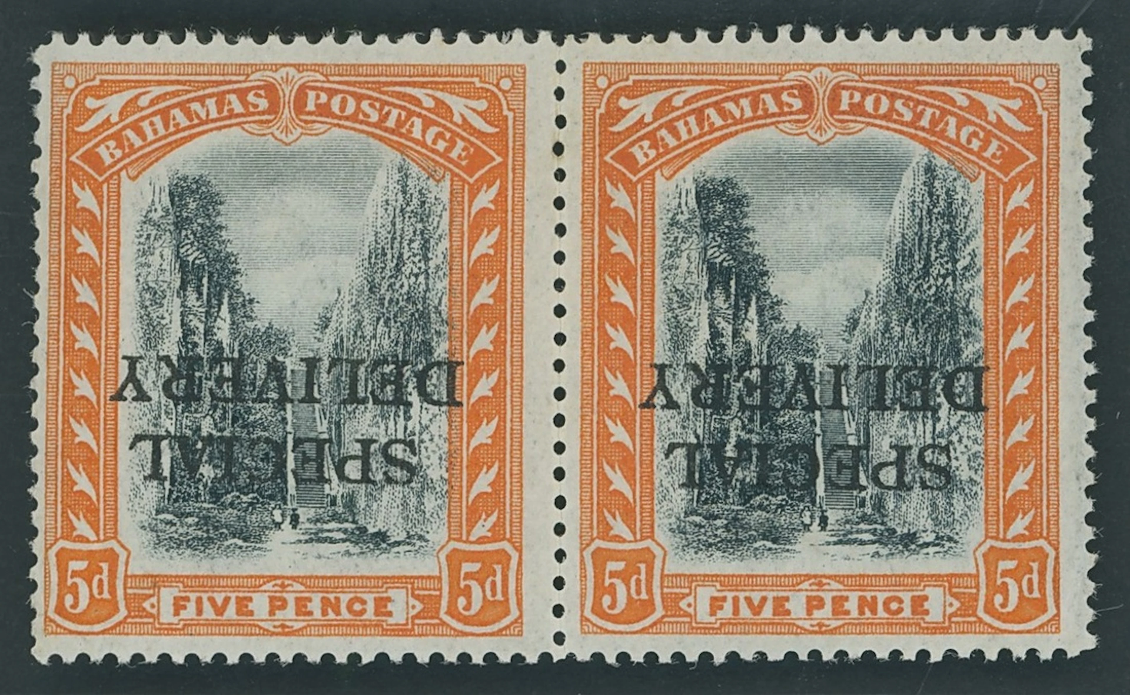 Bahamas 1916 (1 May) Special Delivery 5d. black and orange, variety